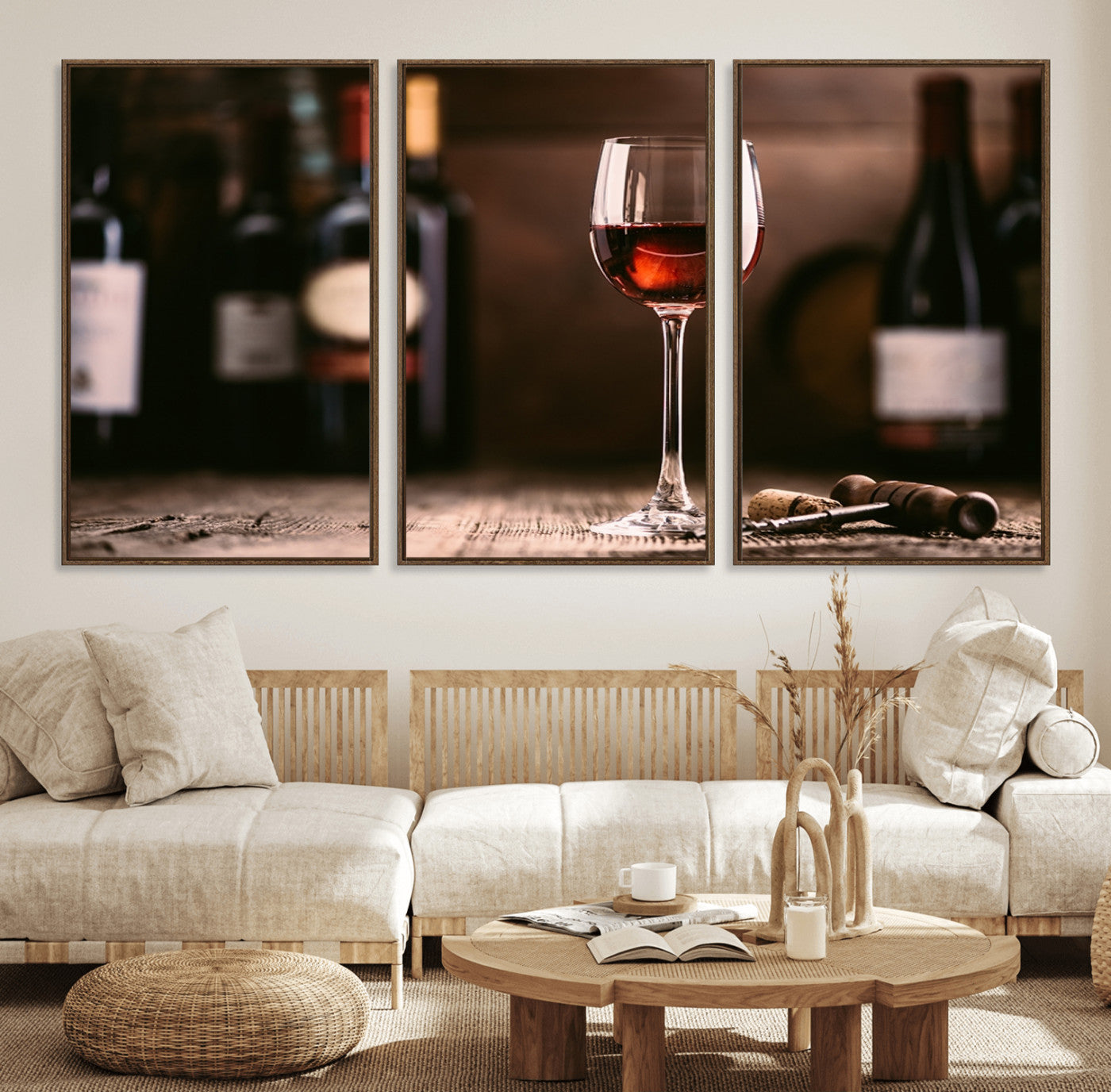 24711-MGV-FC-60X30-3P_Walnut-Red Wine and Bottle Canvas Print