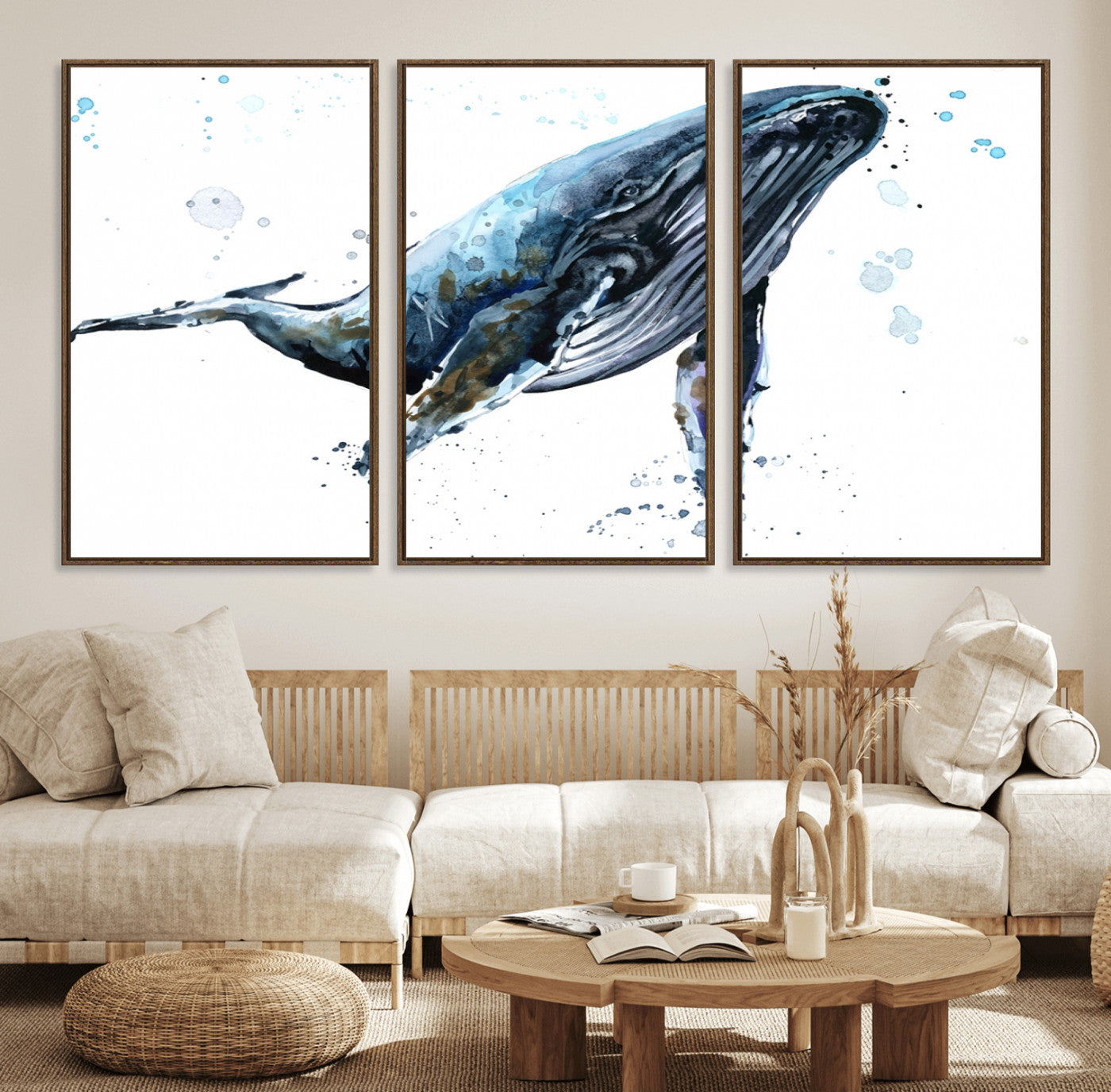 58370-MGV-FC-60X30-3P_Walnut-Watercolor Whale Wall Art Canvas Print
