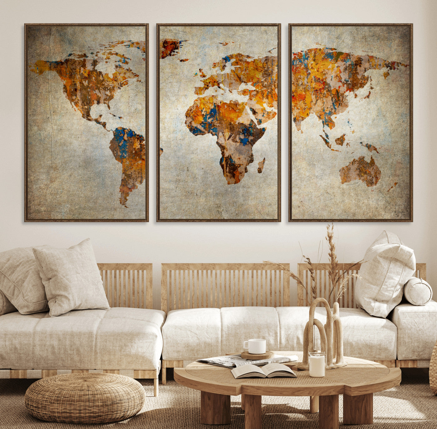59464-MGV-FC-60X30-3P_Walnut-Push Pin World Map Canvas Print – Travel Tracker Wall Art for Couples, Perfect Anniversary Gift for Home or Office Decor