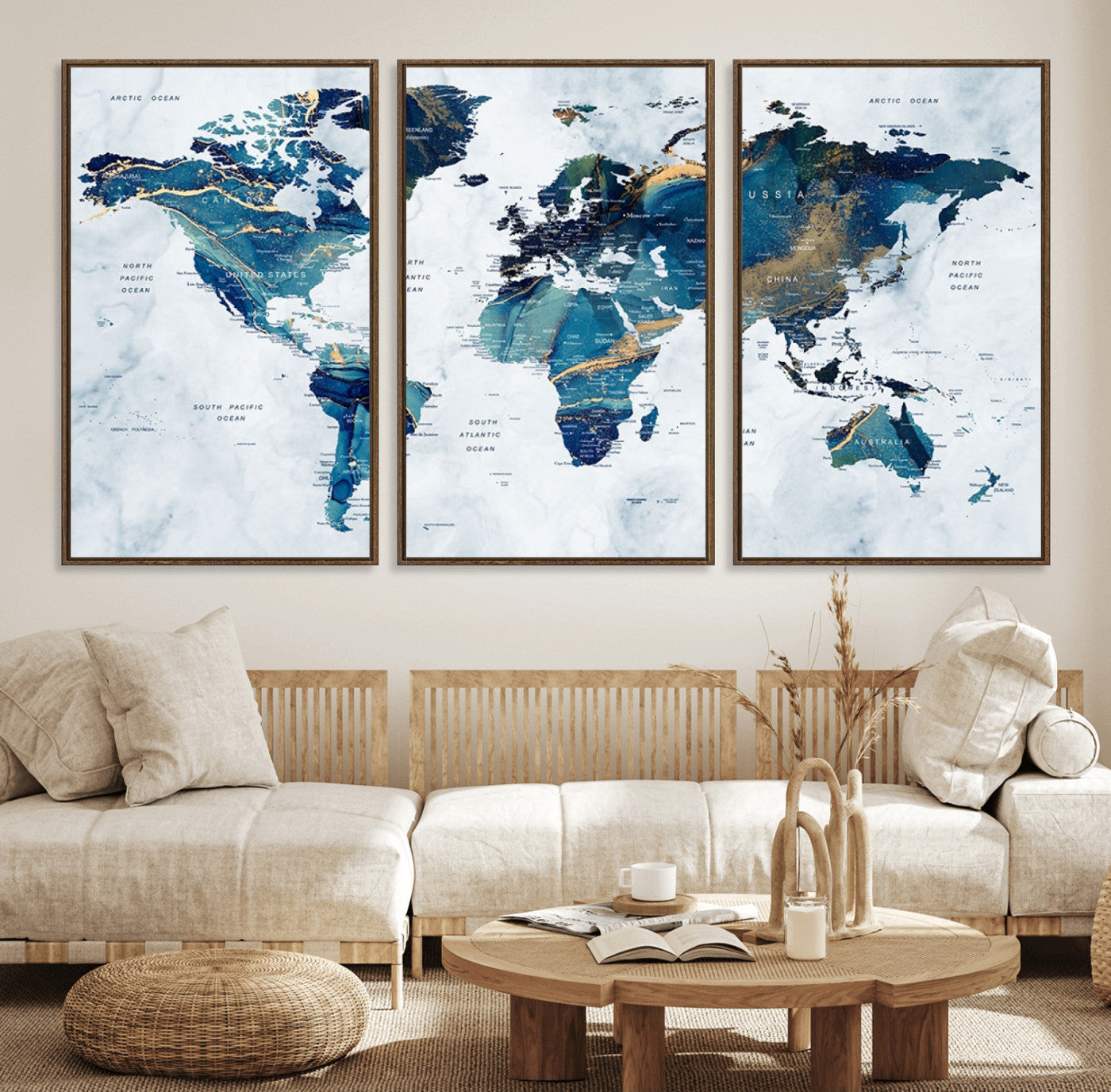 MGV-FC-60X30-3P - Push Pin World Map Canvas Print – Framed Wall Art for Couples to Track Their Travels – Anniversary