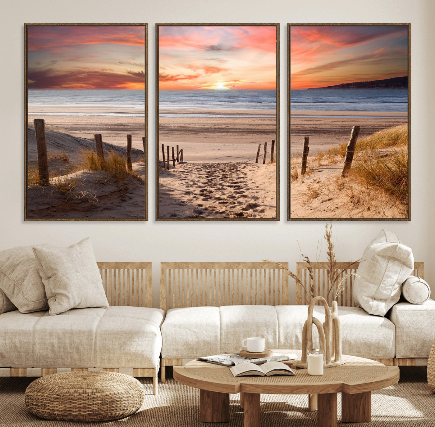 MGV-FC-60X30-3P - Sunset on the Sea Wall Art Canvas Print