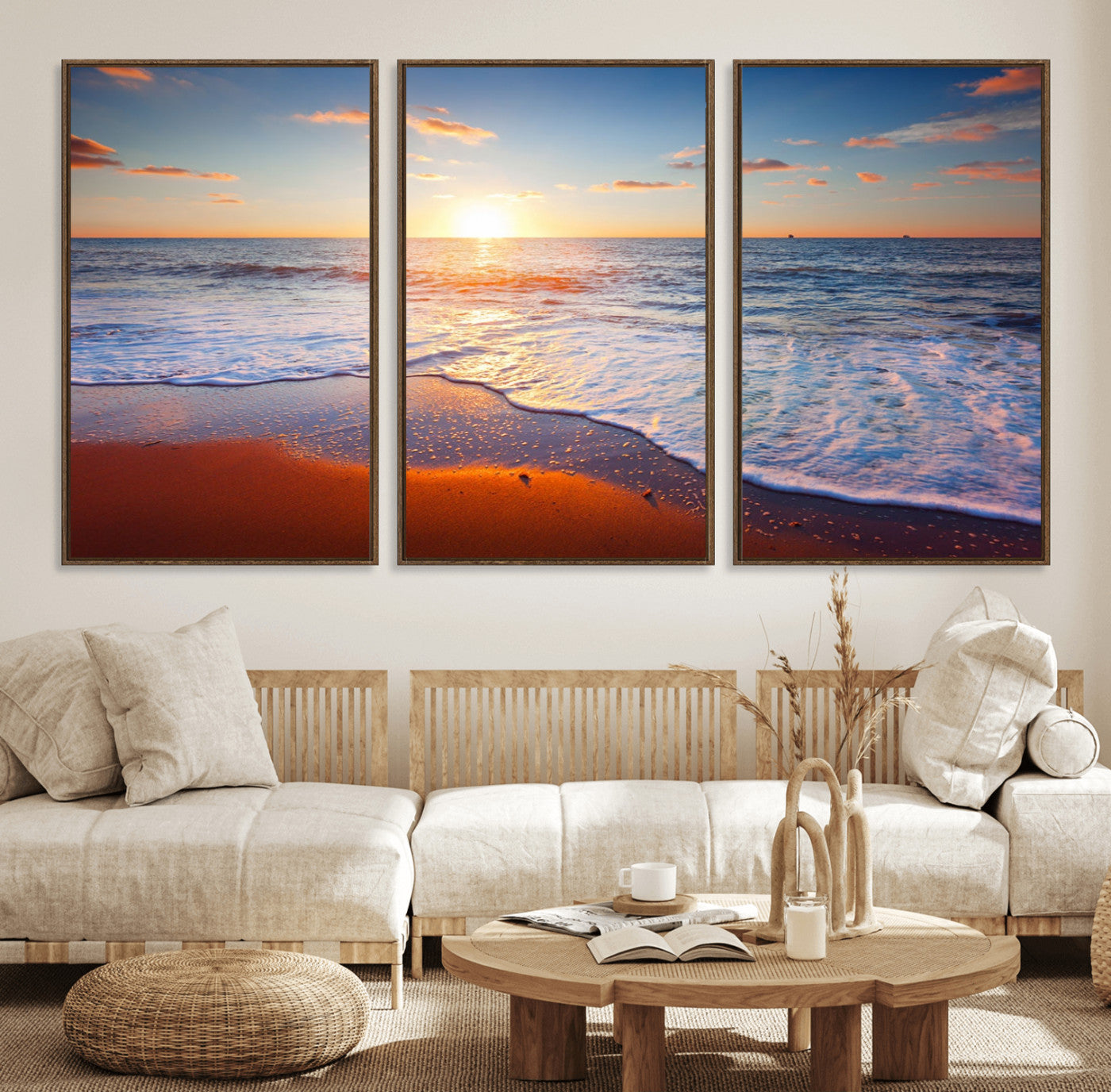 96736-MGV-CV-36X24-Ocean Beach Wall Art – Coastal Sunset Tropical Island Seascape Canvas Print Relaxing Artwork Decor for Home, Office