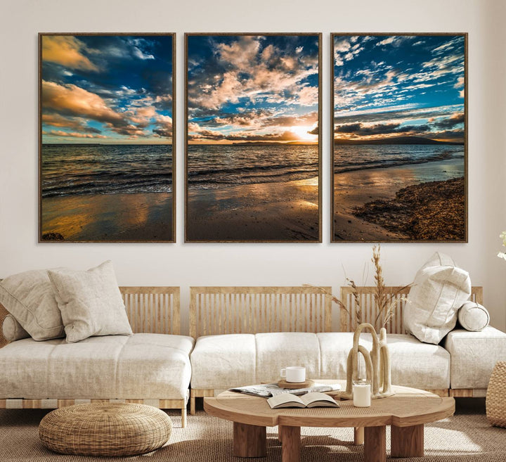 Beach Wall Art - Ocean Sunset Canvas.