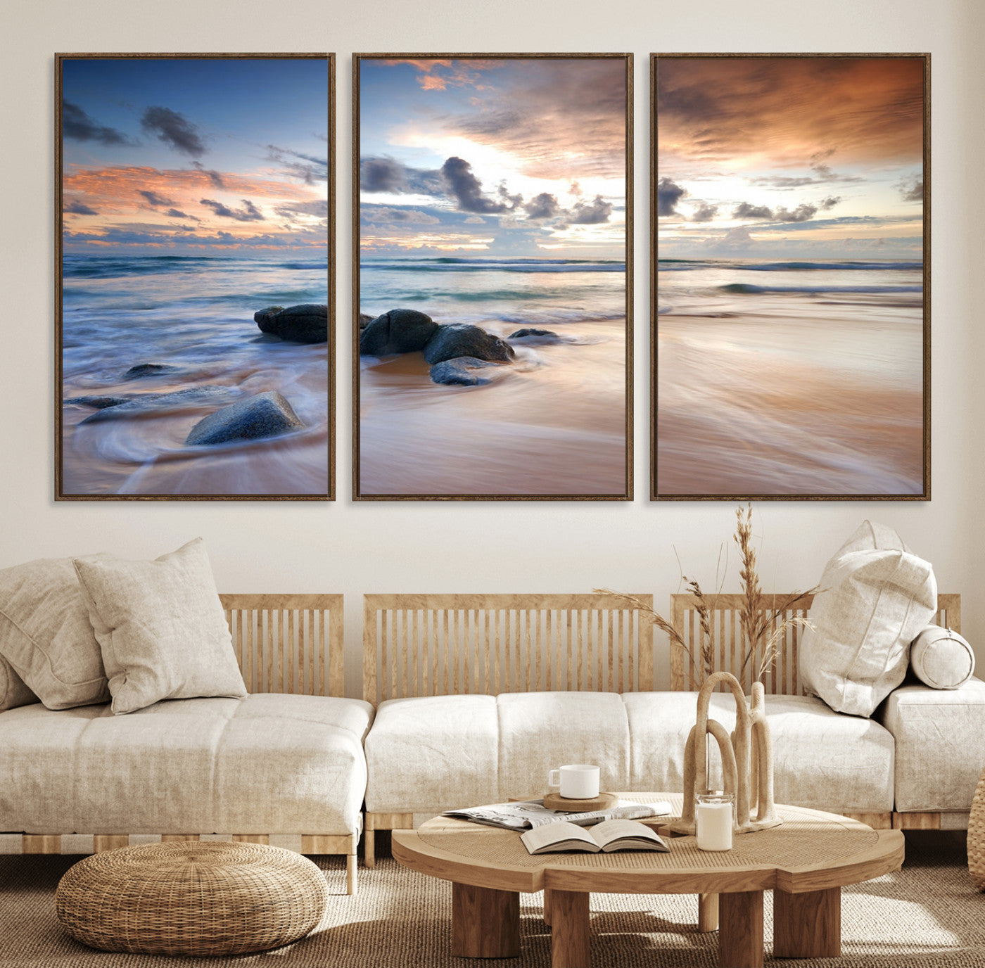 61428-MGV-FC-60X30-3P_Walnut-Serene Weather On The Beach Wall Art Canvas Print