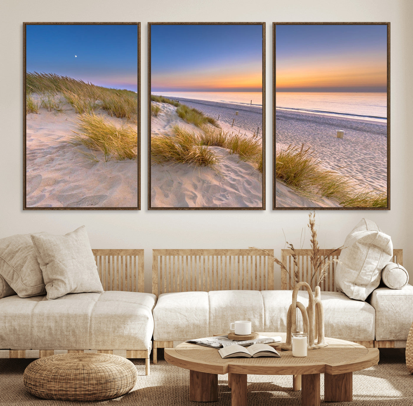 79397-MGV-FC-60X30-3P_Walnut-Sunrise On The Beach Wall Art Canvas Print