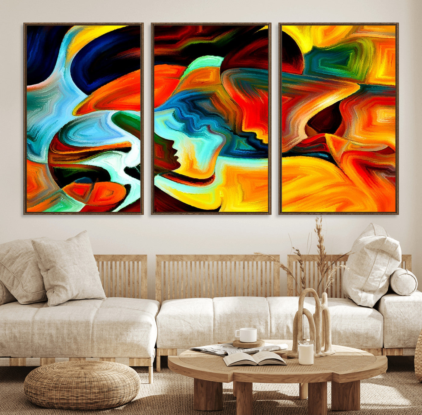 70242-MGV-FC-60X30-3P_Walnut-Human Love Figures Abstract Wall Art Canvas Print