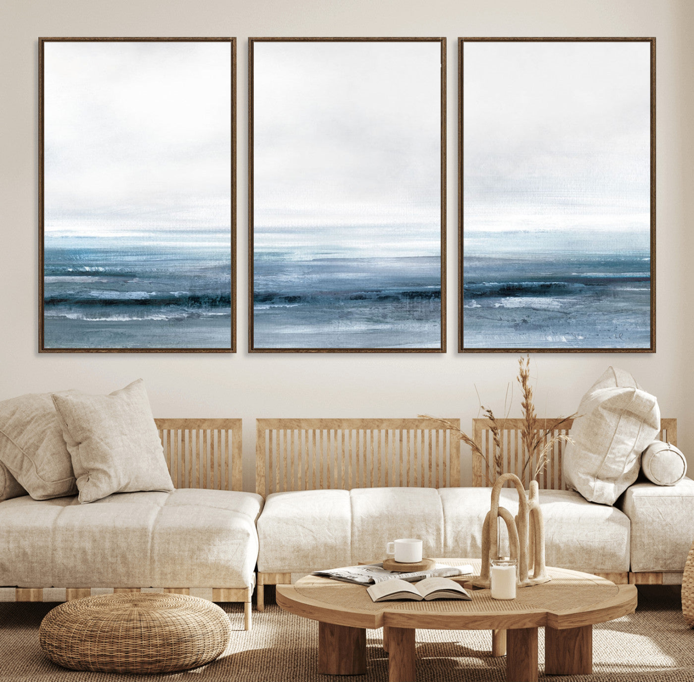 65702-MGV-FC-60X30-3P_Walnut-Blue Ocean Abstract Artwork Wall Art Canvas Print