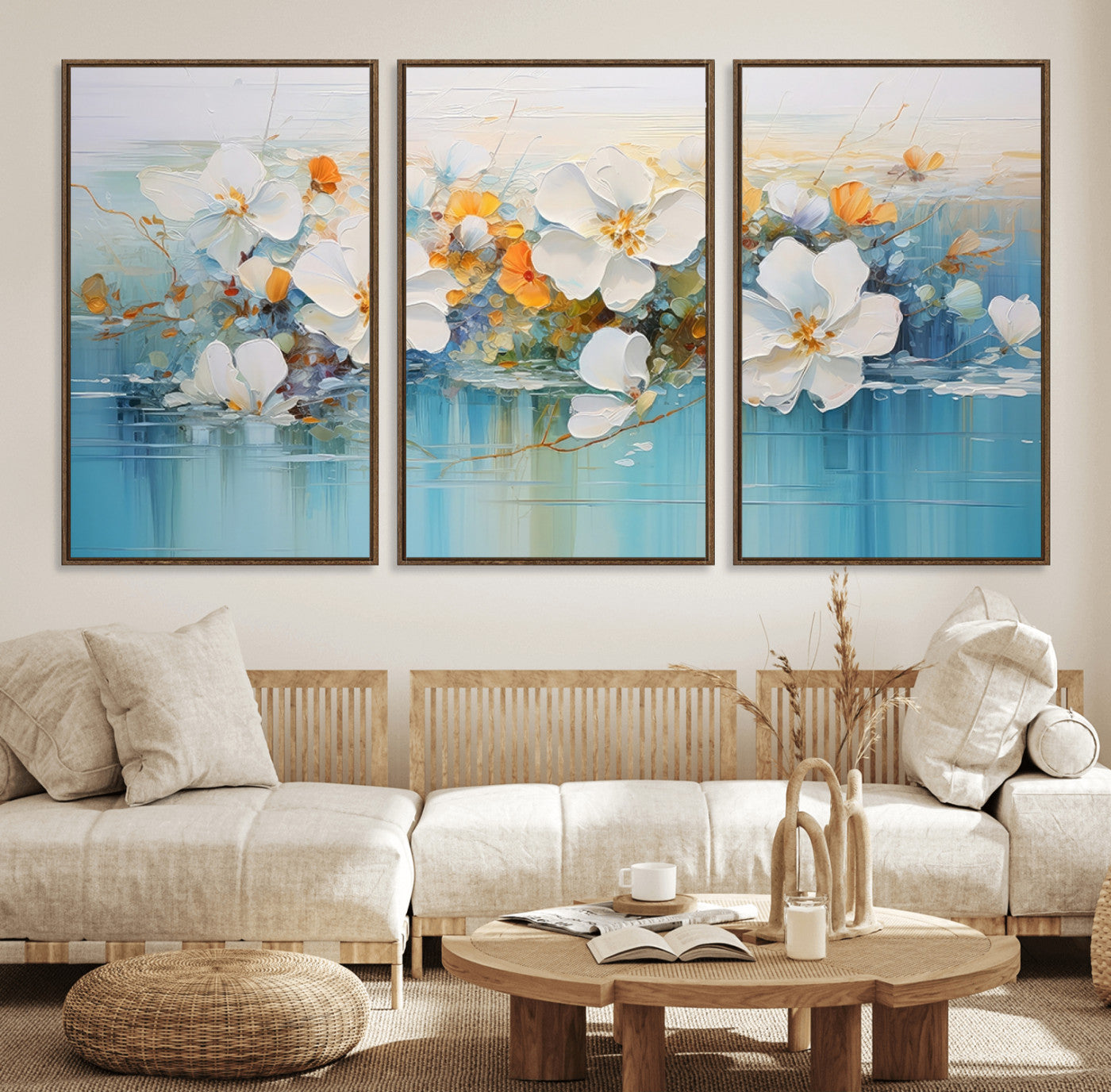 18865-MGV-FC-60X30-3P_Walnut-Abstract Flower Wall Art Canvas Print