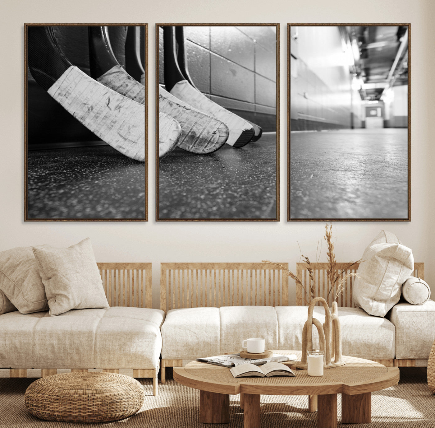 16961-MGV-FC-60X30-3P_Walnut-Ice Hockey Wall Art Canvas Print