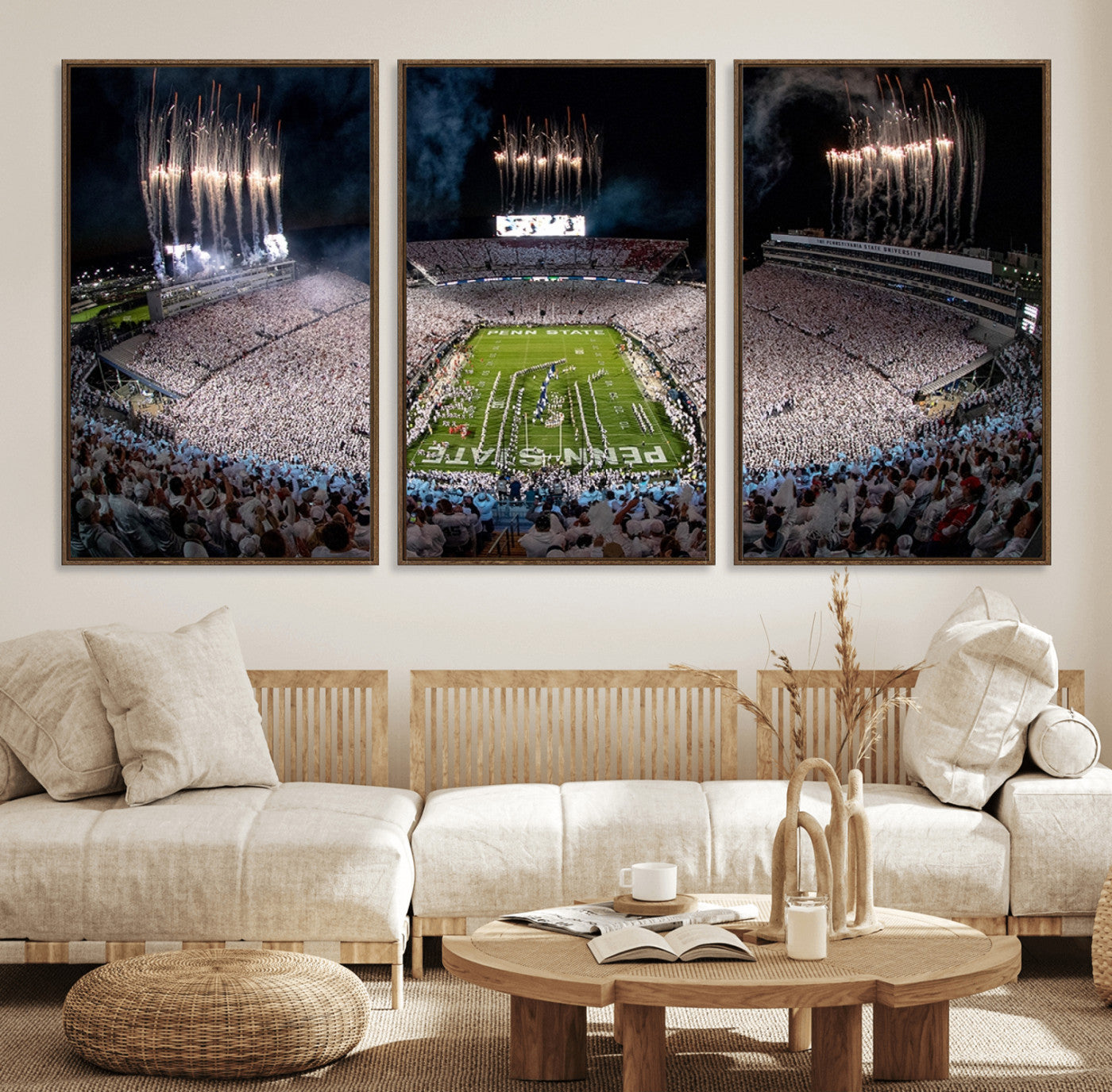 11391-MGV-FC-60X30-3P_Walnut-Penn Stadium Football Wall Art Canvas Print, Pennsylvania University Football Stadium