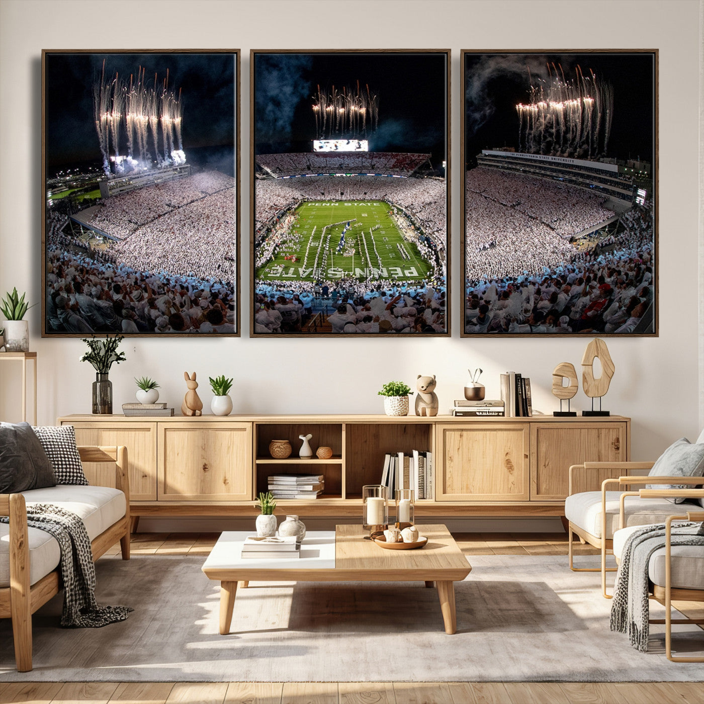 11391-MGV-CV-36X24 - Penn State Football Wall Art Canvas Print – Framed Stadium Game Day Sports Team Spirit Artwork for Home, Office