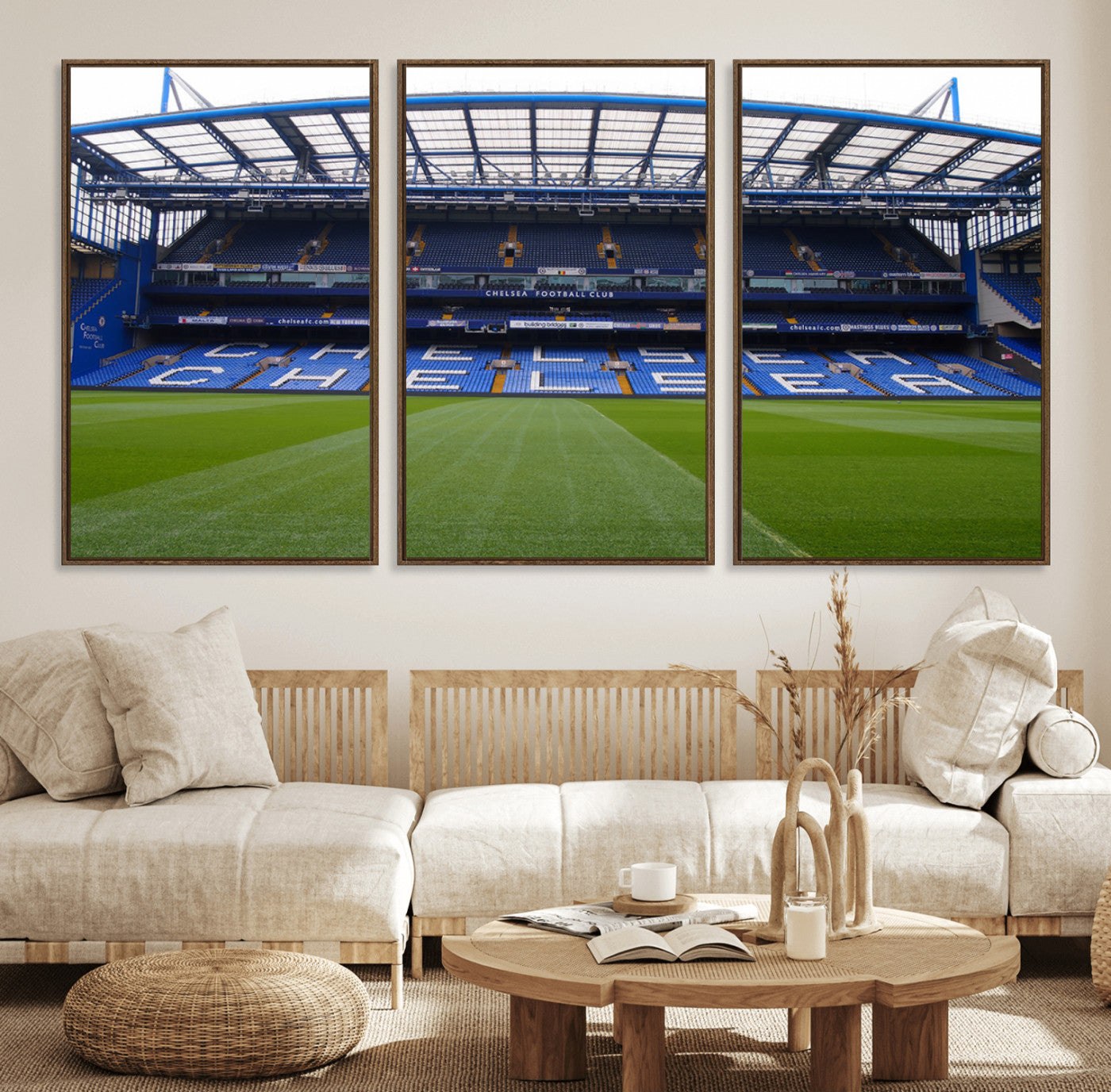 59508-MGV-FC-60X30-3P_Walnut-Chelsea FC Soccer Team Print - Stamford Bridge Stadium Wall Art Canvas Print