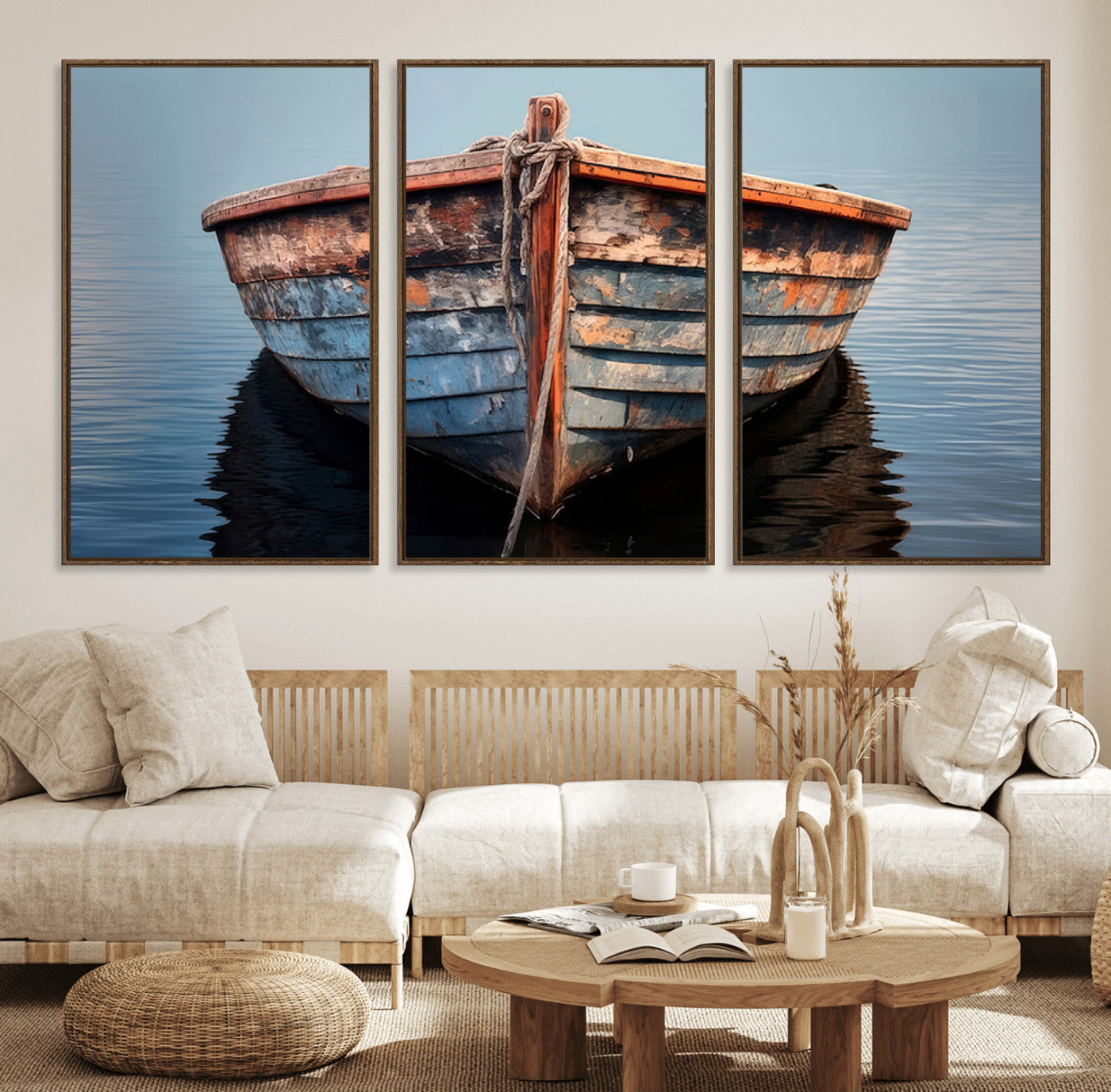 39011-MGV-FC-60X30-3P_Walnut-Stunning Vintage Boat Canvas Print | Nautical Wall