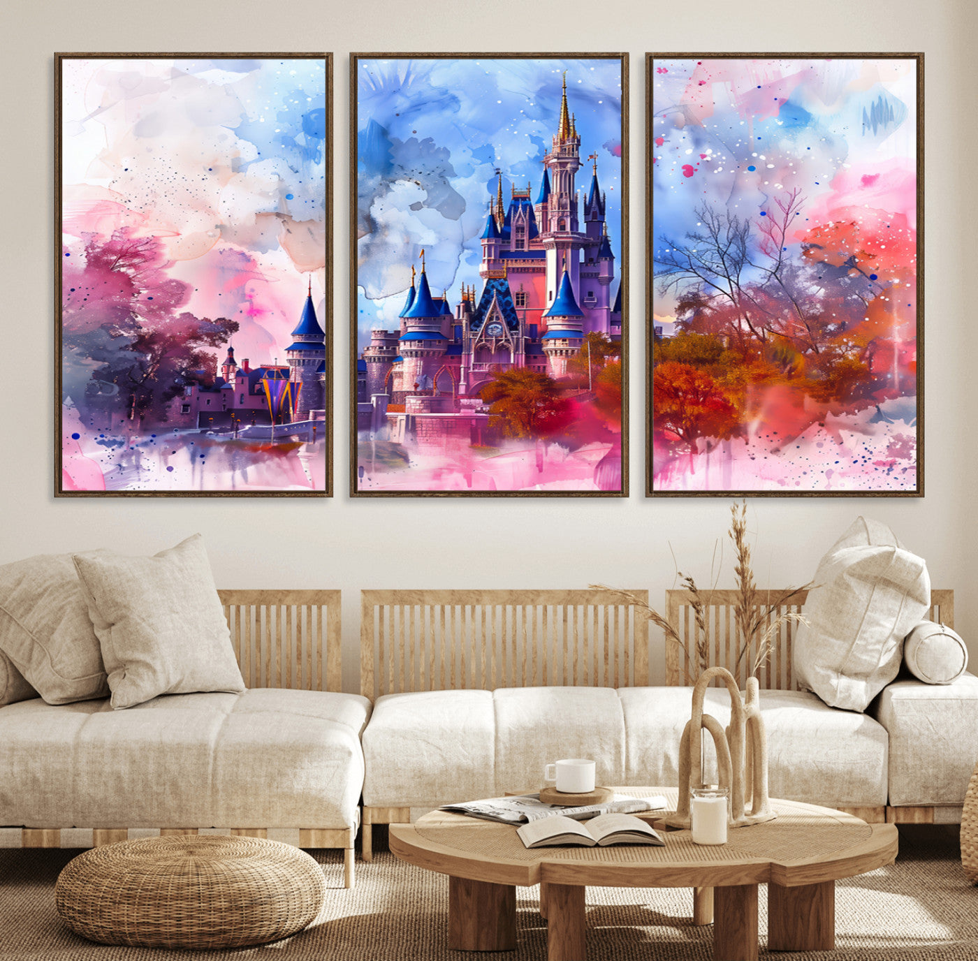 MGV-FC-60X30-3P - Disney Wall Art: Dreamy Watercolor Cinderella Castle Canvas Print
