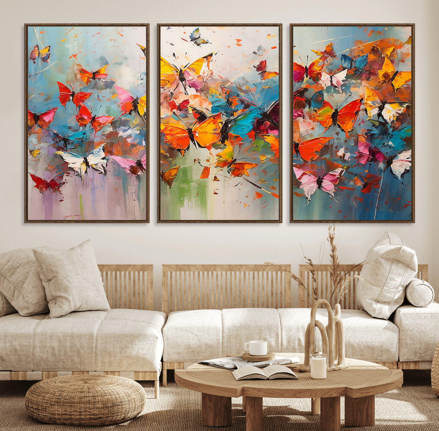 11835-MGV-FC-60X30-3P_Walnut-Abstract Butterfly Wall Art Canvas Print
