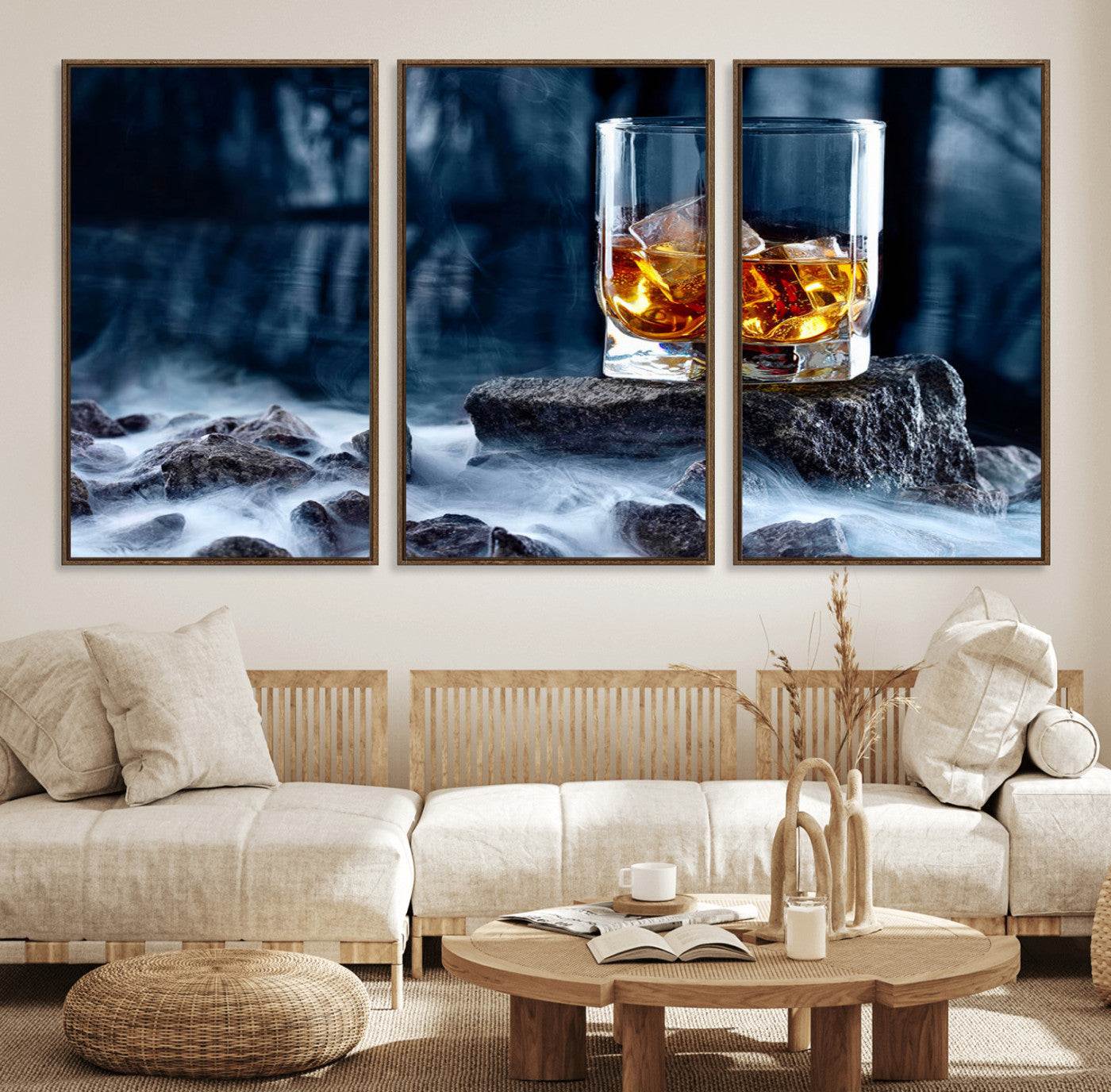 MGV-FC-60X30-3P - Whiskey Ice Wall Art Canvas Print