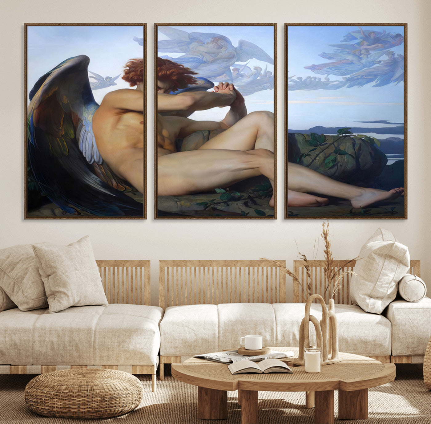 94220-MGV-FC-60X30-3P_Walnut-Fallen Angel Wall Art Canvas Print – Classic Art, Framed, Ready to Hang - Alexandre Cabanel