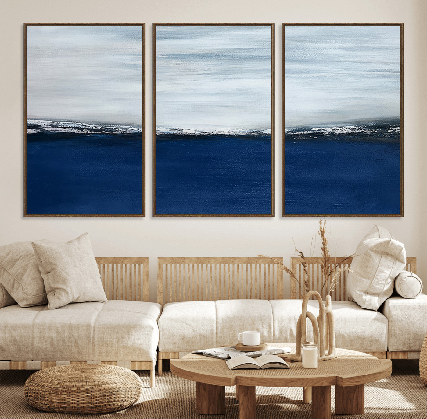 MGV-FC-60X30-3P - Navy Blue Abstract Wall Art Canvas Print