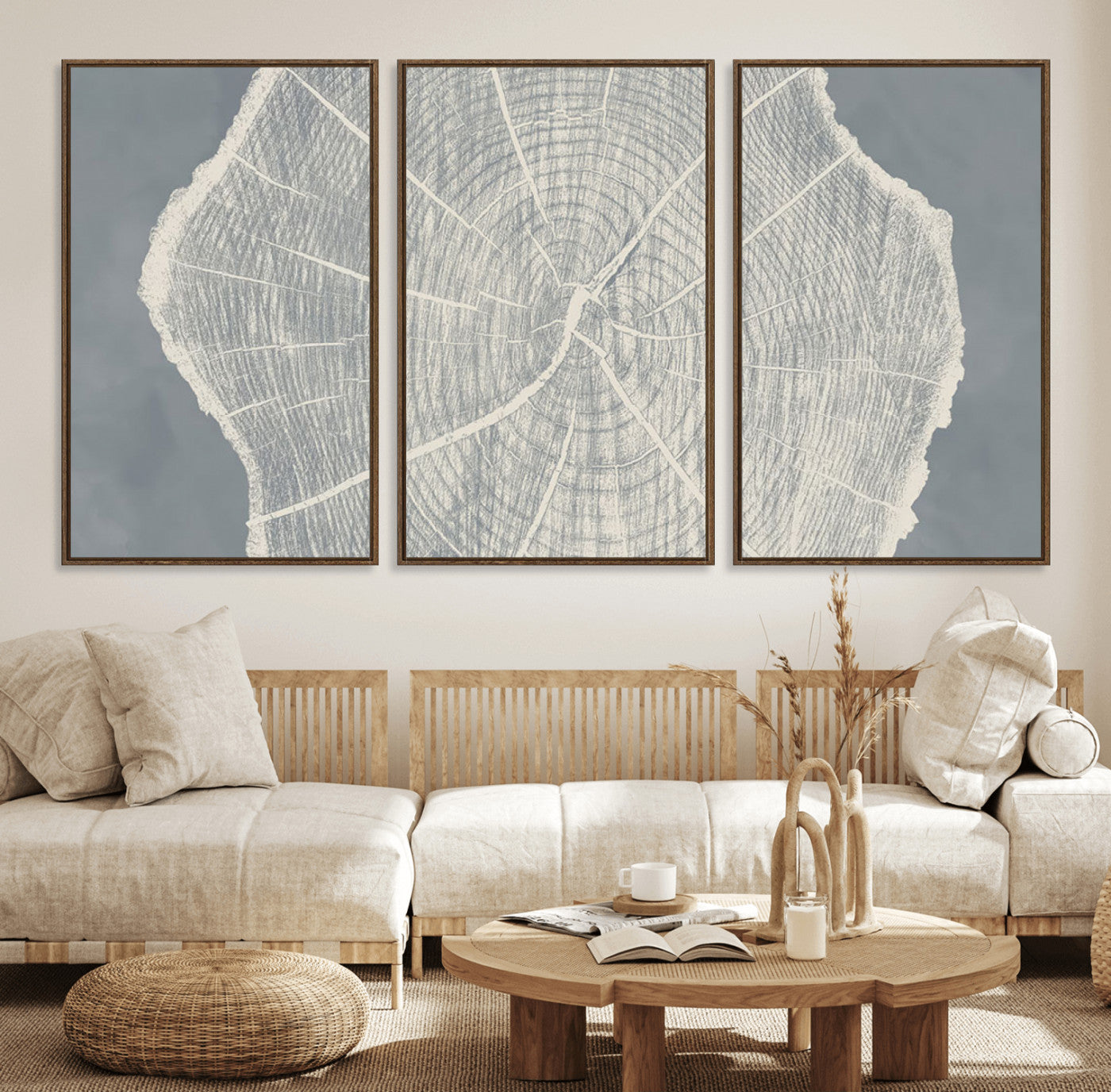 25547-MGV-FC-60X30-3P_Walnut-Abstract Tree Ring Wall Art Canvas Print – Nature-Inspired, Ready to Hang, Modern Home Decor