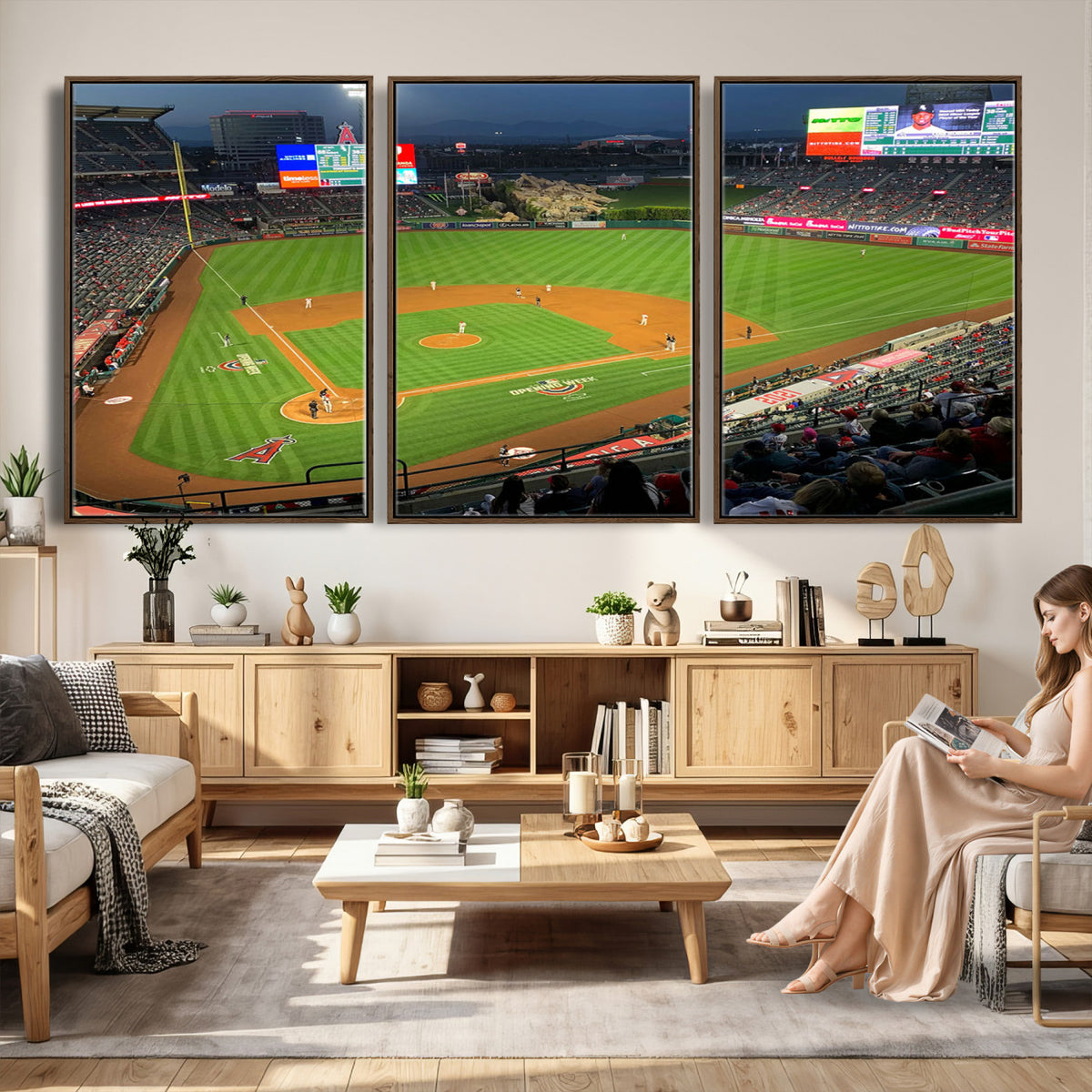 93707-MGV-CV-36X24 - Angel Stadium Aerial Canvas Print | Los Angeles Angels Baseball