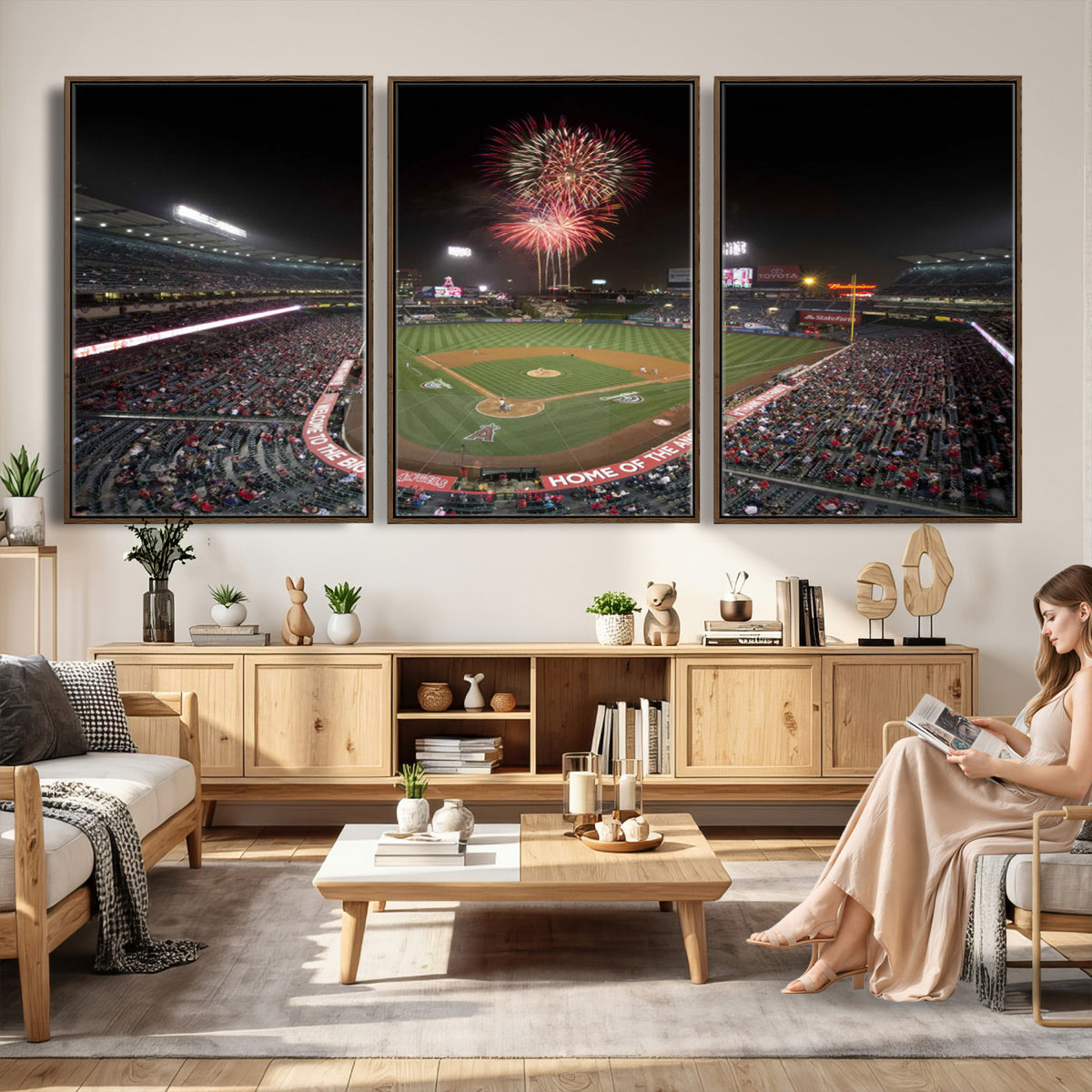 63592-MGV-CV-36X24 - Angel Stadium in Los Angeles Stadium Wall Art Canvas Print