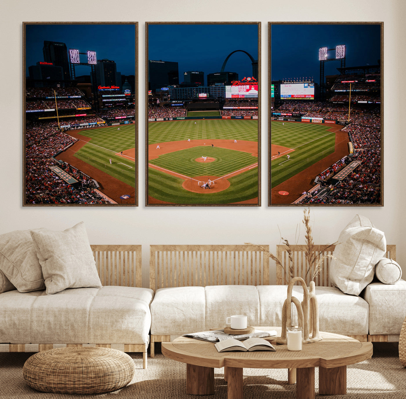38612-MGV-FC-60X30-3P_Walnut-St. Louis Cardinals Baseball Team Print - Busch Stadium Wall Art Canvas Print