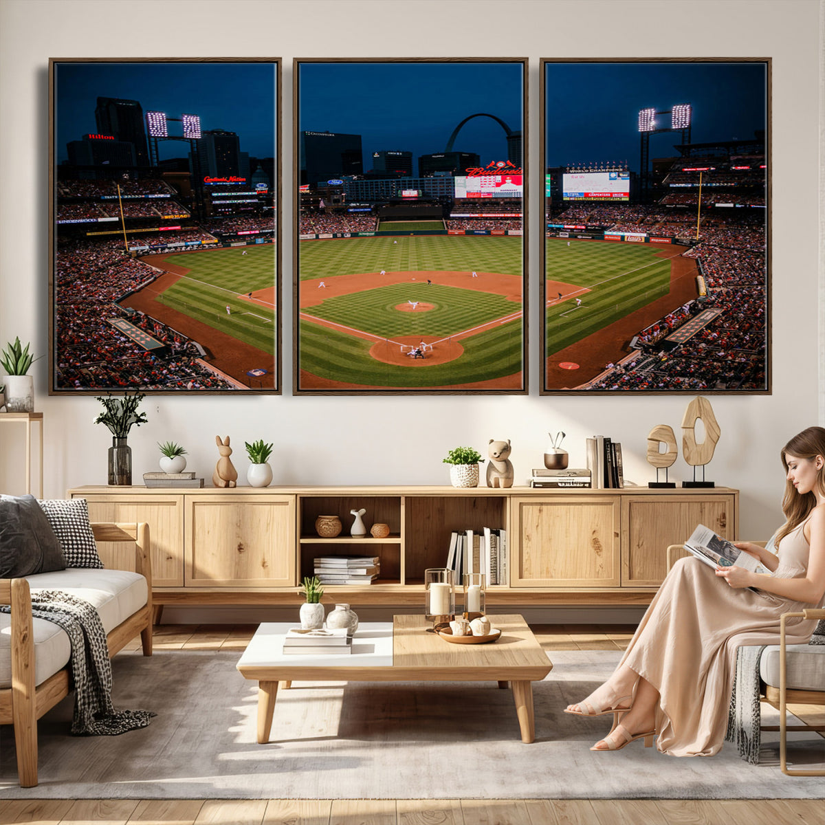 38612-MGV-CV-36X24 - St. Louis Cardinals Baseball Team Print - Busch Stadium Wall Art