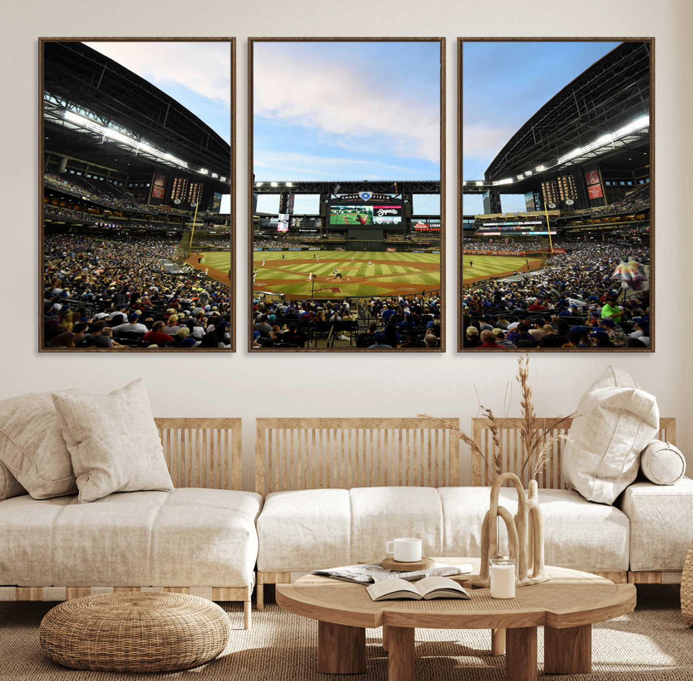 92672-MGV-FC-60X30-3P_Walnut-Arizona Diamondbacks Team Print - Phoenix Chase Field Stadium Wall Art Canvas Print