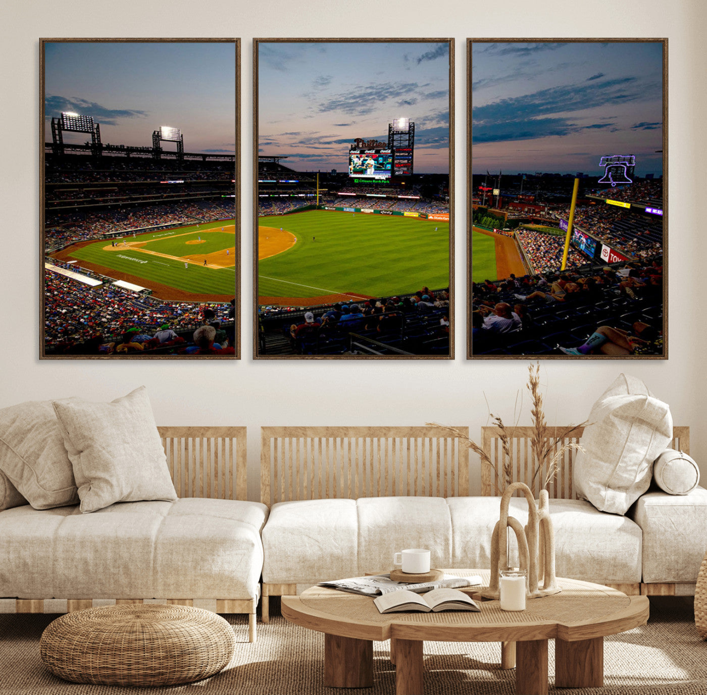 17415-MGV-FC-60X30-3P_Walnut-Philadelphia Phillies Baseball Team Print - Citizens Bank Park Stadium Wall Art Canvas Print