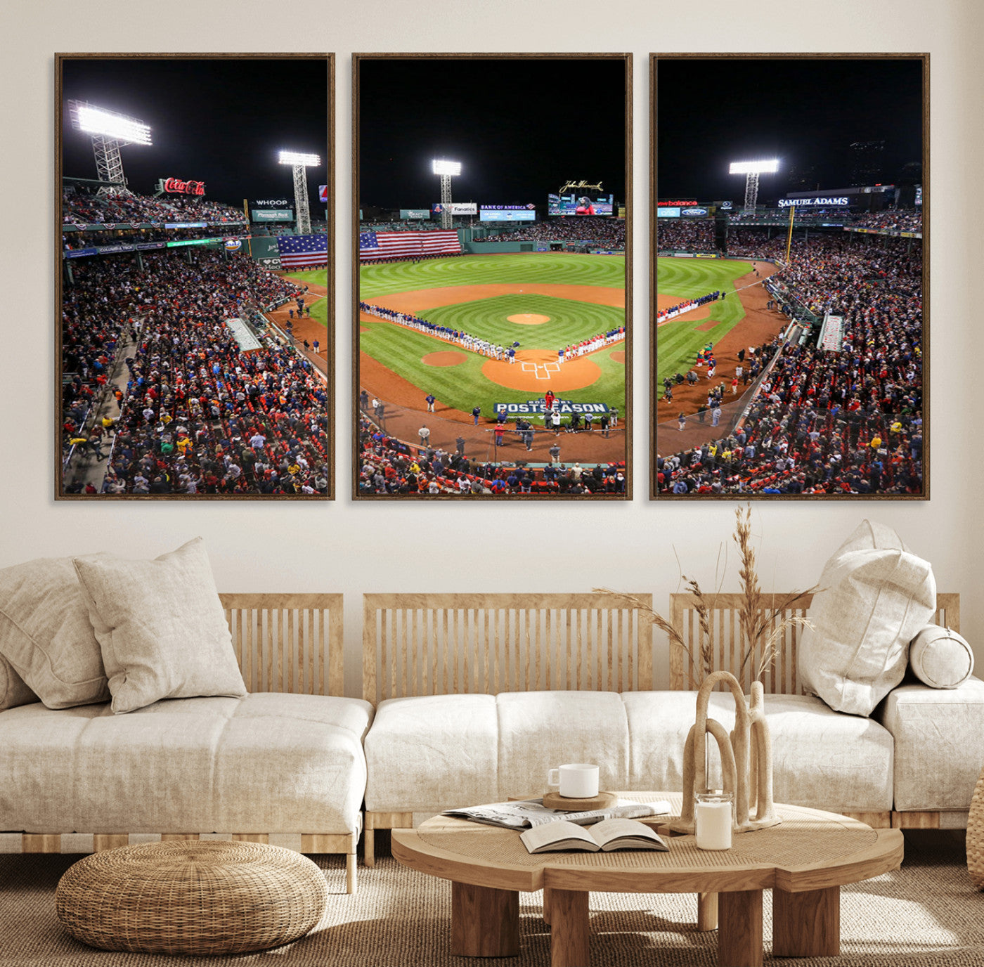 47365-MGV-FC-60X30-3P_Walnut-Fenway Park Wall Art Canvas Print | Large Baseball Stadium Canvas Print for Boston Red Sox Fans |