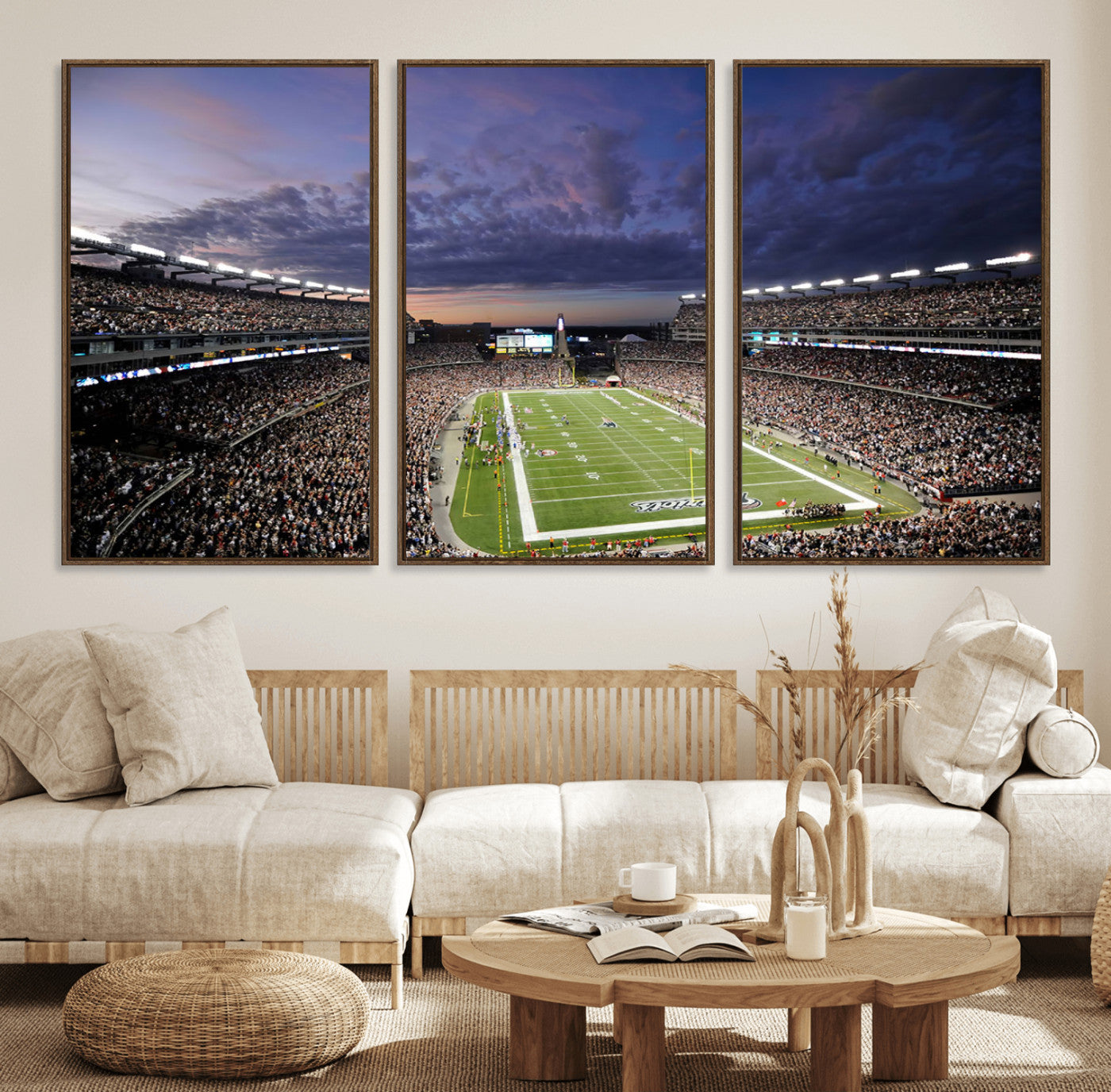 52712-MGV-FC-60X30-3P_Walnut-New England Patriots Football Team Print - Foxborough Gillette Stadium Wall Art Canvas Print
