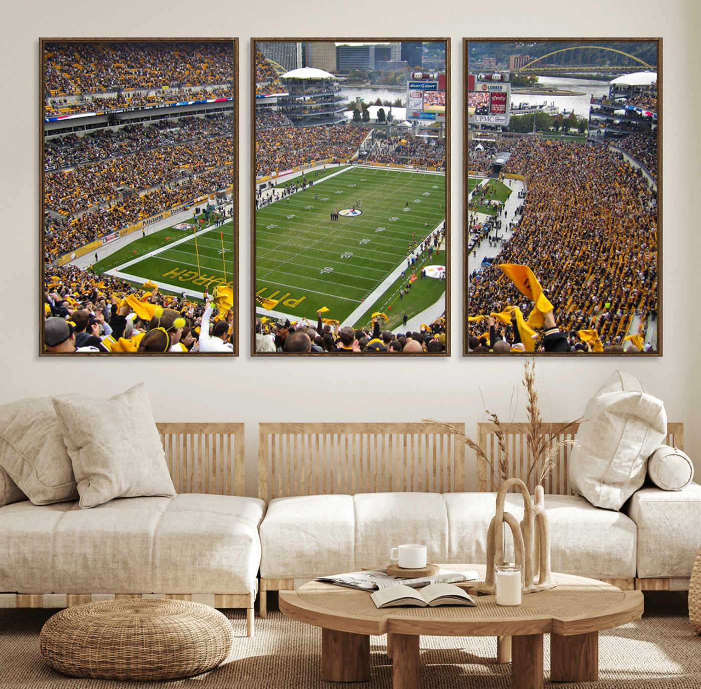 MGV-FC-60X30-3P - Pittsburgh Steelers Football Team Print - Pittsburgh Heinz Field Stadium Wall Art Canvas Print