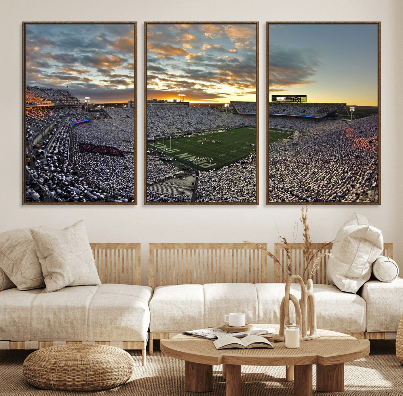 38807-MGV-FC-60X30-3P_Walnut-Beaver Stadium Wall Art - Penn State Stadium Wall Art | Penn Nittany Lions Football Match for Sport