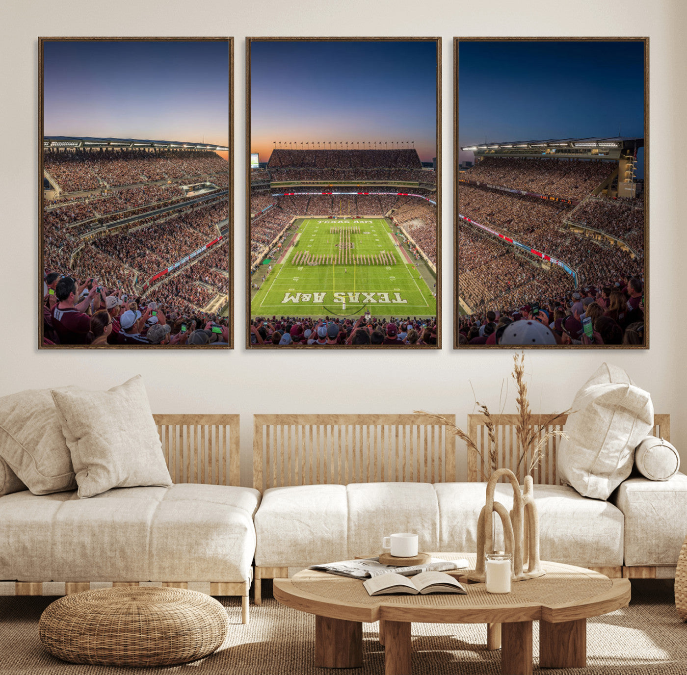 17421-MGV-FC-60X30-3P_Walnut-Kyle Field Wall Art Print | Large Texas A&M Aggies Football Canvas Print for Sports Enthusiasts |