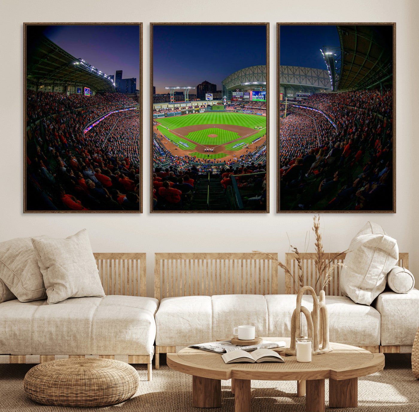 MGV-FC-60X30-3P - Houston Astros Baseball Team Print - Houston Minute Maid Park Stadium Wall Art Canvas Print