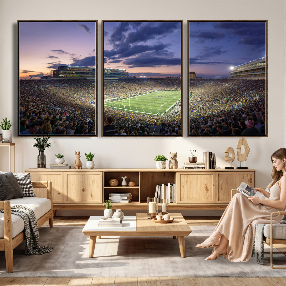 50825-MGV-CV-36X24 - Notre Dame Fighting Irish Football Team Print, Notre Dame Stadium Wall Art Canvas Print
