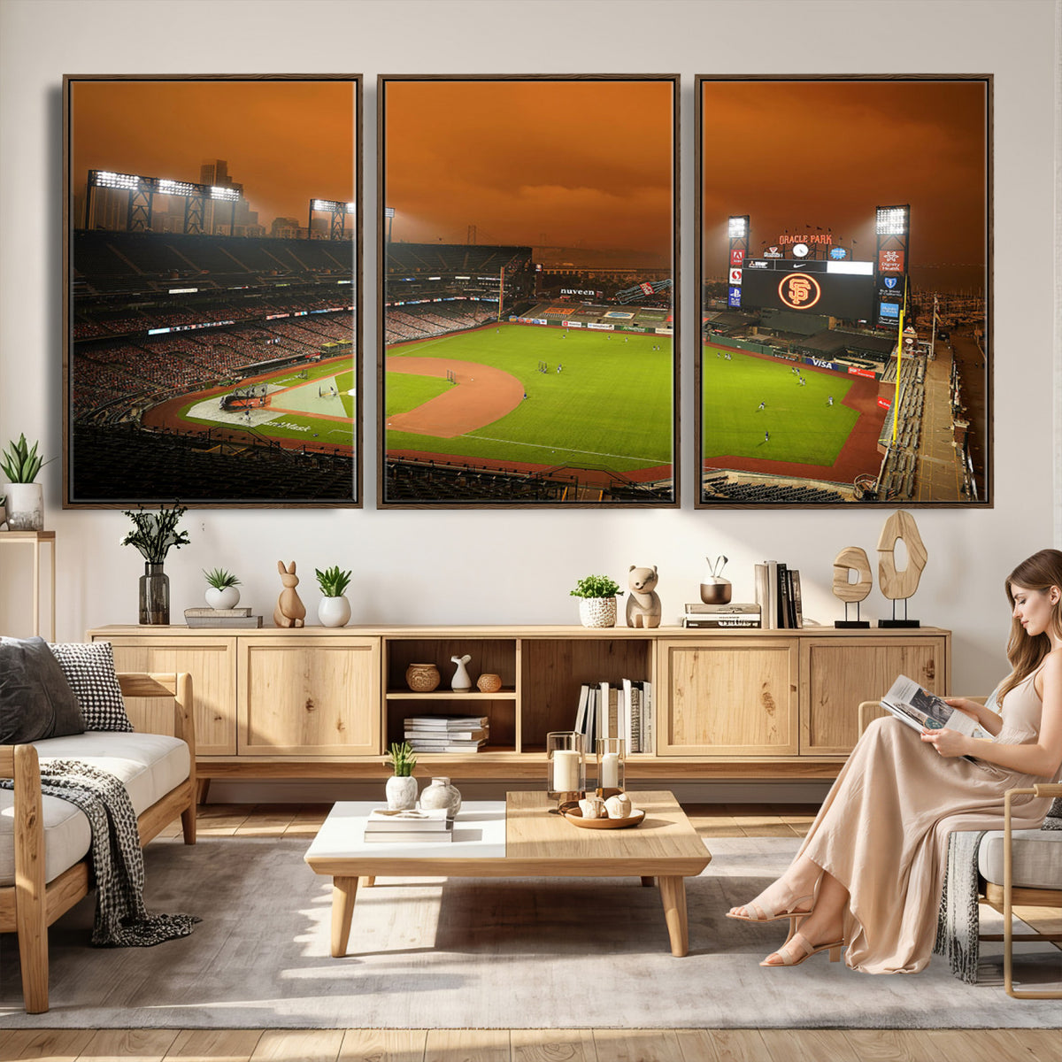 31315-MGV-CV-36X24 - San Francisco Giants Baseball Team Print, Oracle Park Stadium Wall Art Canvas Print