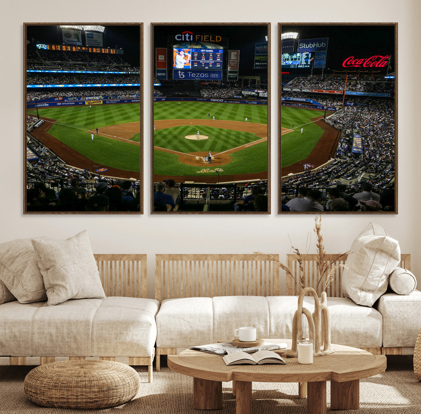 83979-MGV-FC-60X30-3P_Walnut-Oakland Athletics Baseball Print - RingCentral Coliseum Stadium Wall Art Canvas Print