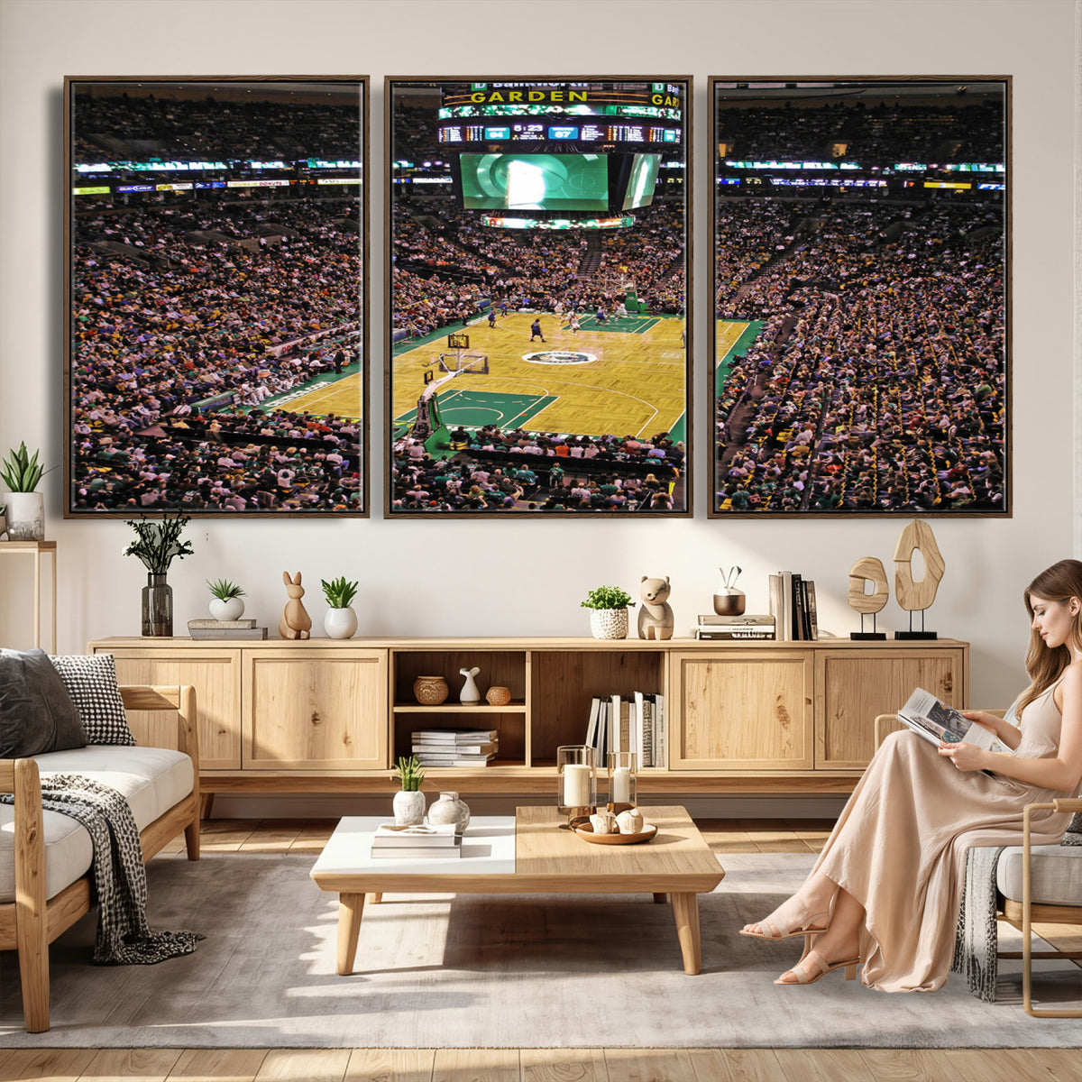 21705-MGV-CV-36X24 - TD Garden Basketball Canvas Wall Art | Boston Celtics Live Action