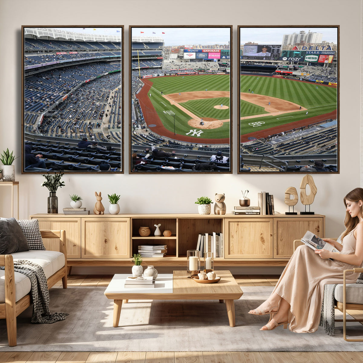 45784-MGV-CV-36X24 - New York Yankees Baseball Team Print, Yankee Stadium Wall Art Canvas Print