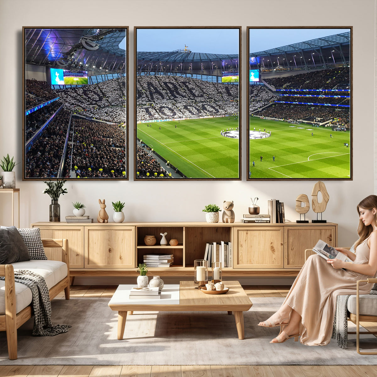 38765-MGV-CV-36X24 - Tottenham Hotspur Stadium Canvas Print, Match Day Triple Canvas Wall Art
