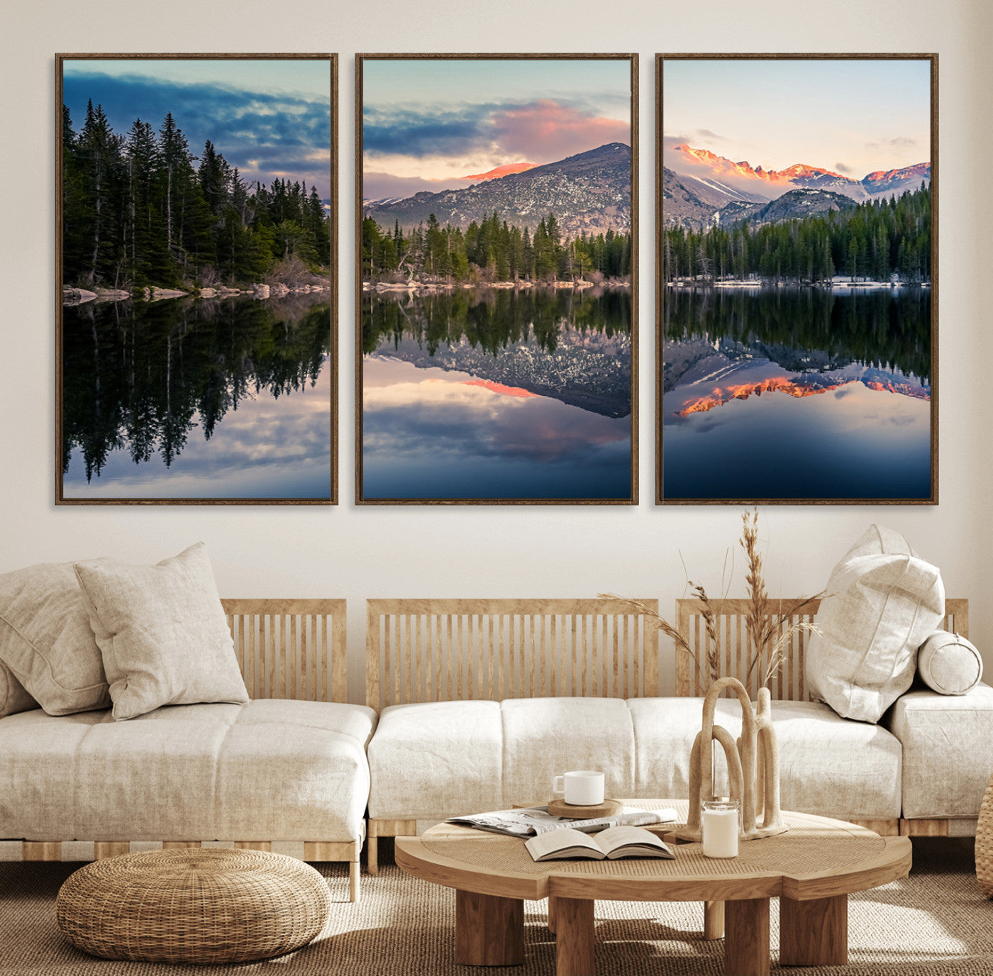 MGV-FC-60X30-3P - Bear Lake Reflection at Rocky Mountain National Park Wall Art Canvas Print, Scenic Mountain