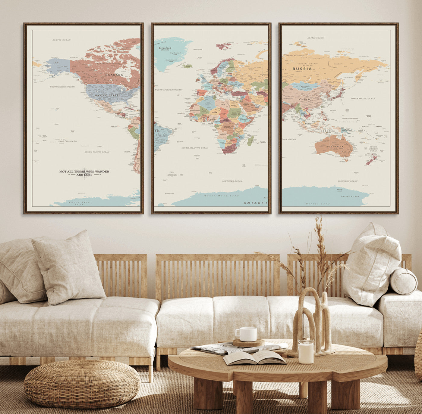 MGV-FC-60X30-3P - Push Pin World Map Canvas Print – Framed Wall Art for Couples to Track Their Travels – Anniversary
