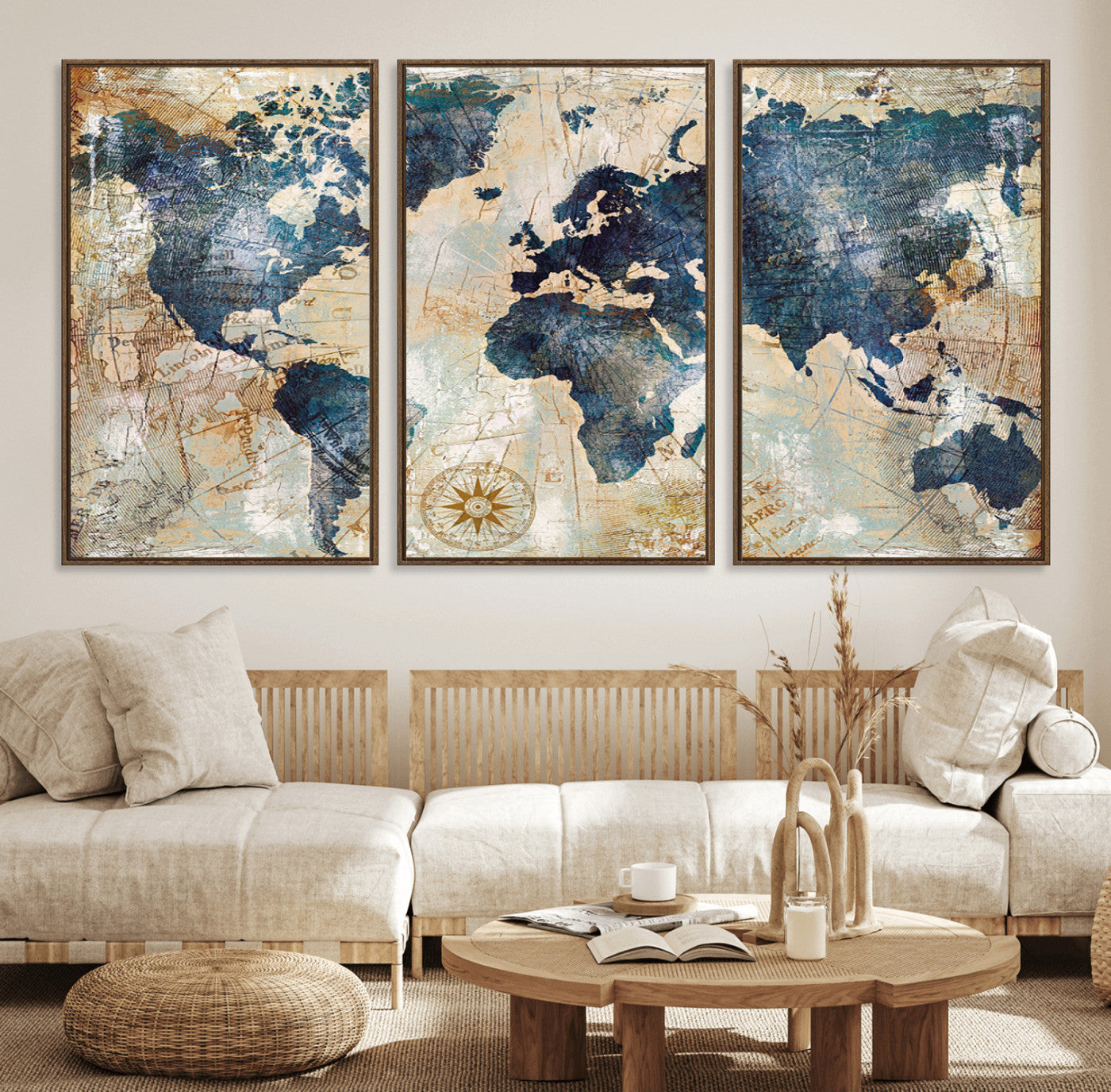 84561-MGV-FC-60X30-3P_Walnut-Push Pin World Map Canvas Print – Framed Wall Art for Couples, Travel Tracker Map, Anniversary Gift for Home Decor