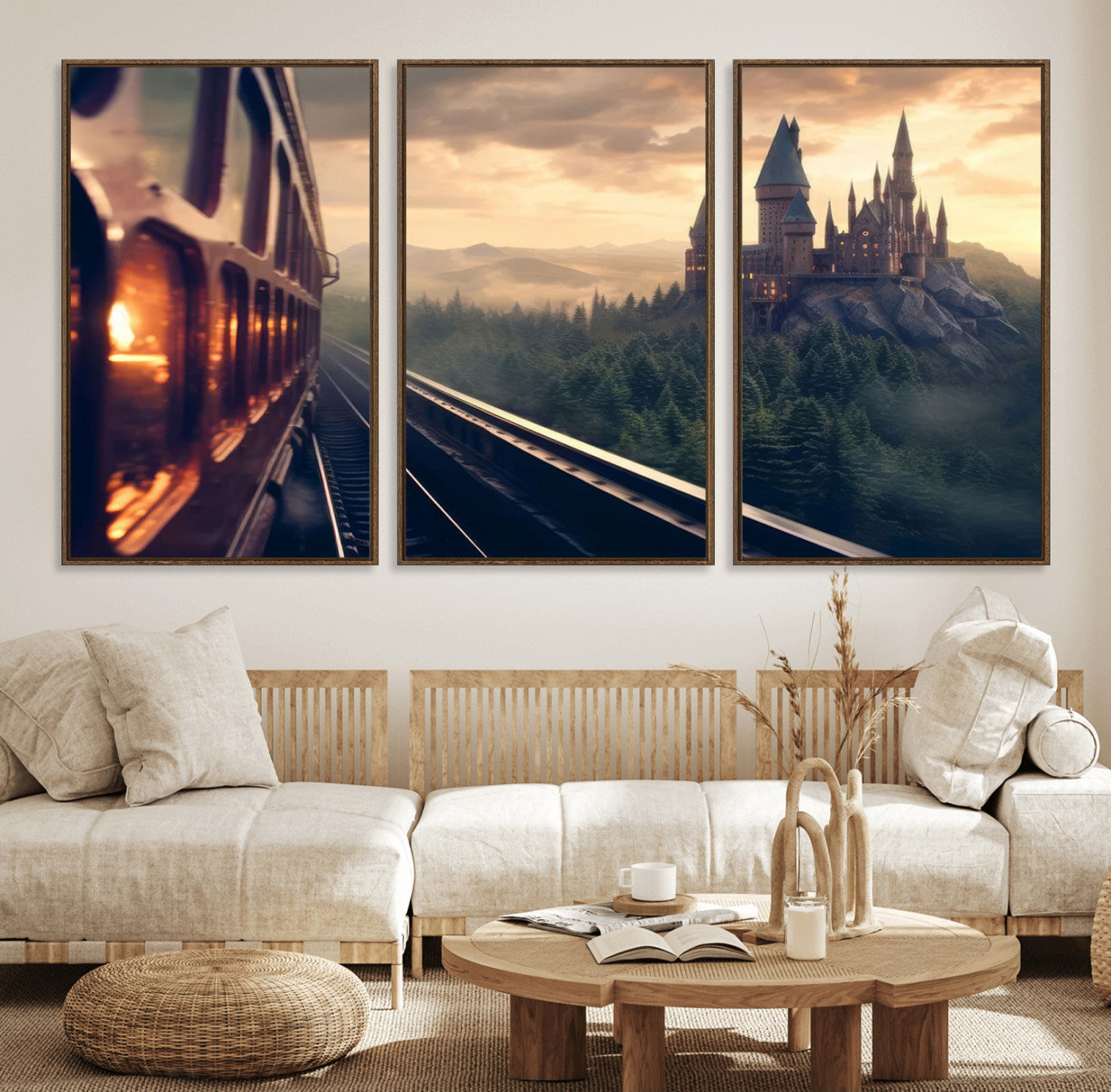 MGV-FC-60X30-3P - Harry Castle Wall Art Canvas Print, Wizard School Wall Art Print, Movie Wall Art Print