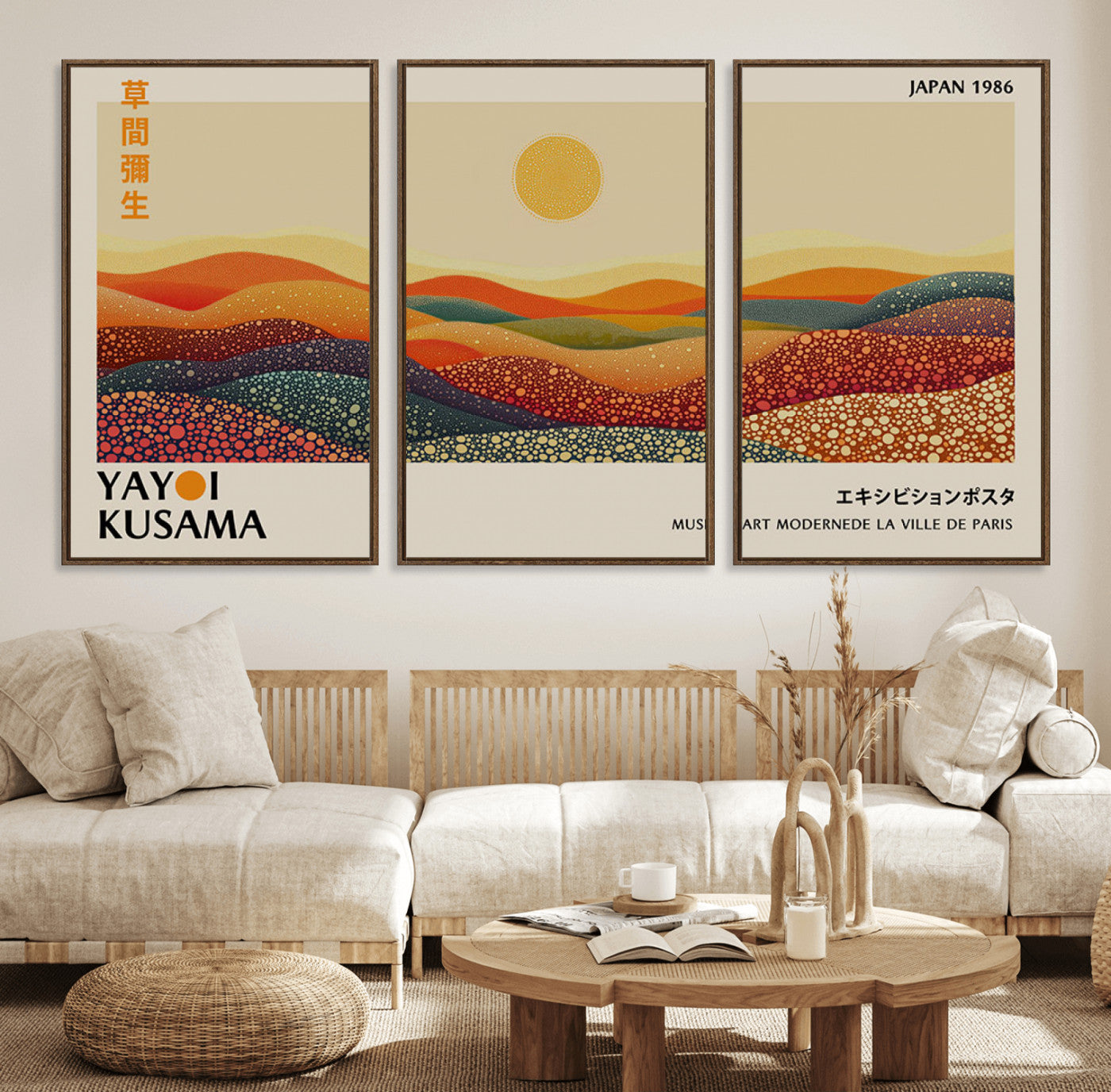 MGV-FC-60X30-3P - Yayoi Kusama Art Print Wall Decor – Yayoi Kusama Wabi Sabi Japanese Wall Art Print - Vibrant