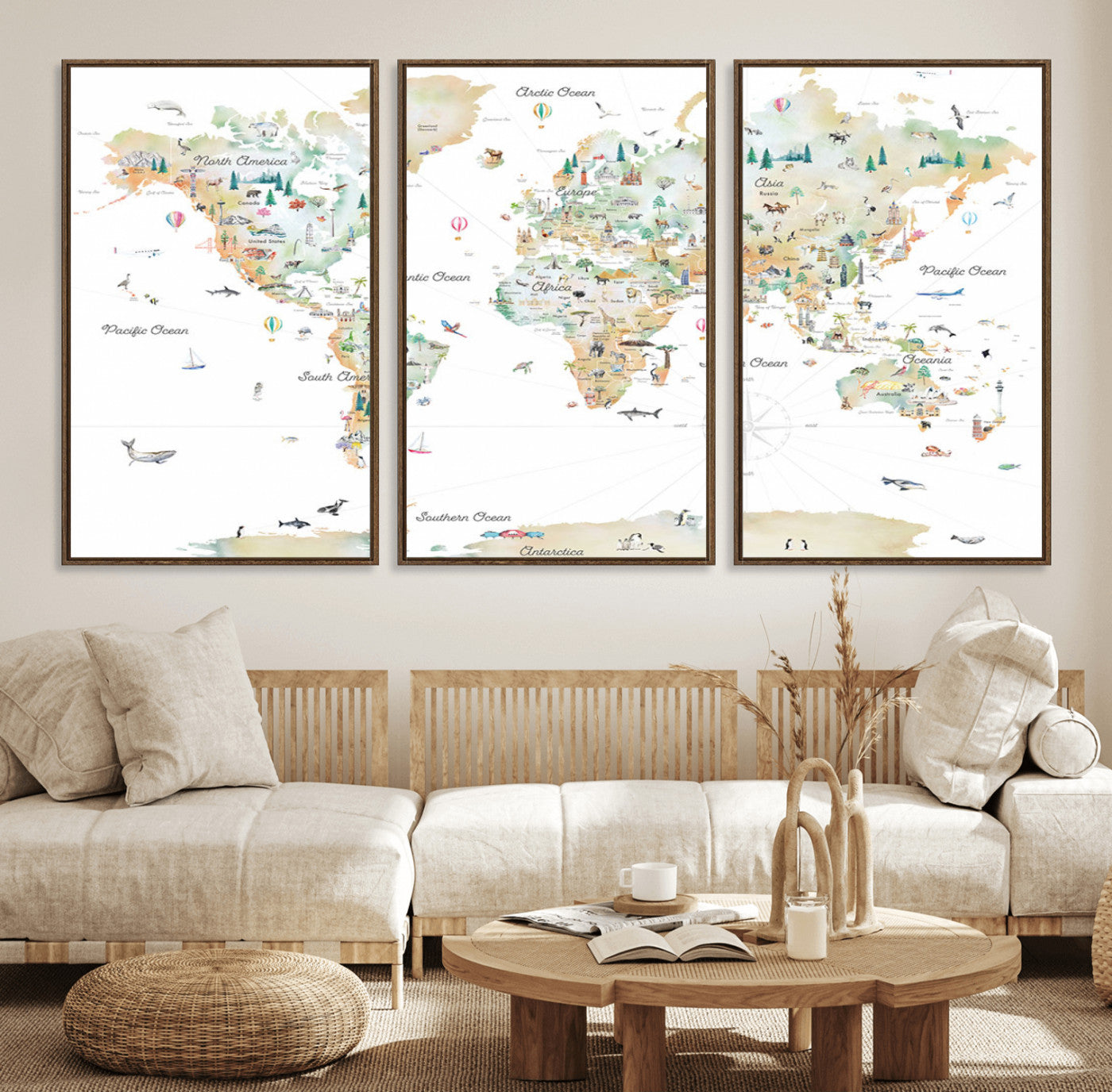 97107-MGV-FC-60X30-3P_Walnut-Push Pin World Map Canvas Print – Travel Tracker Wall Art for Couples, Perfect Anniversary Gift for Home or Office Decor