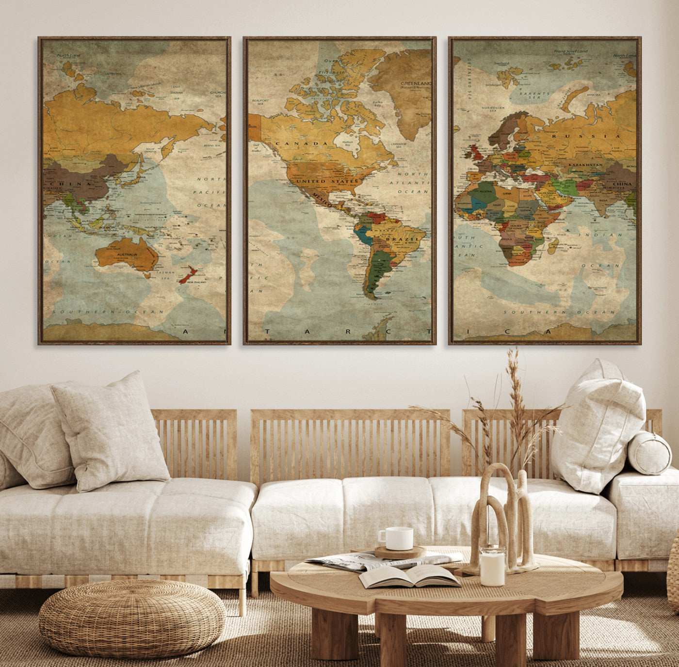 52482-MGV-CV-36X24-Push Pin World Map Canvas Print – Framed Travel Tracker Wall Art for Couples, Romantic Anniversary Gift and Elegant Home Decor