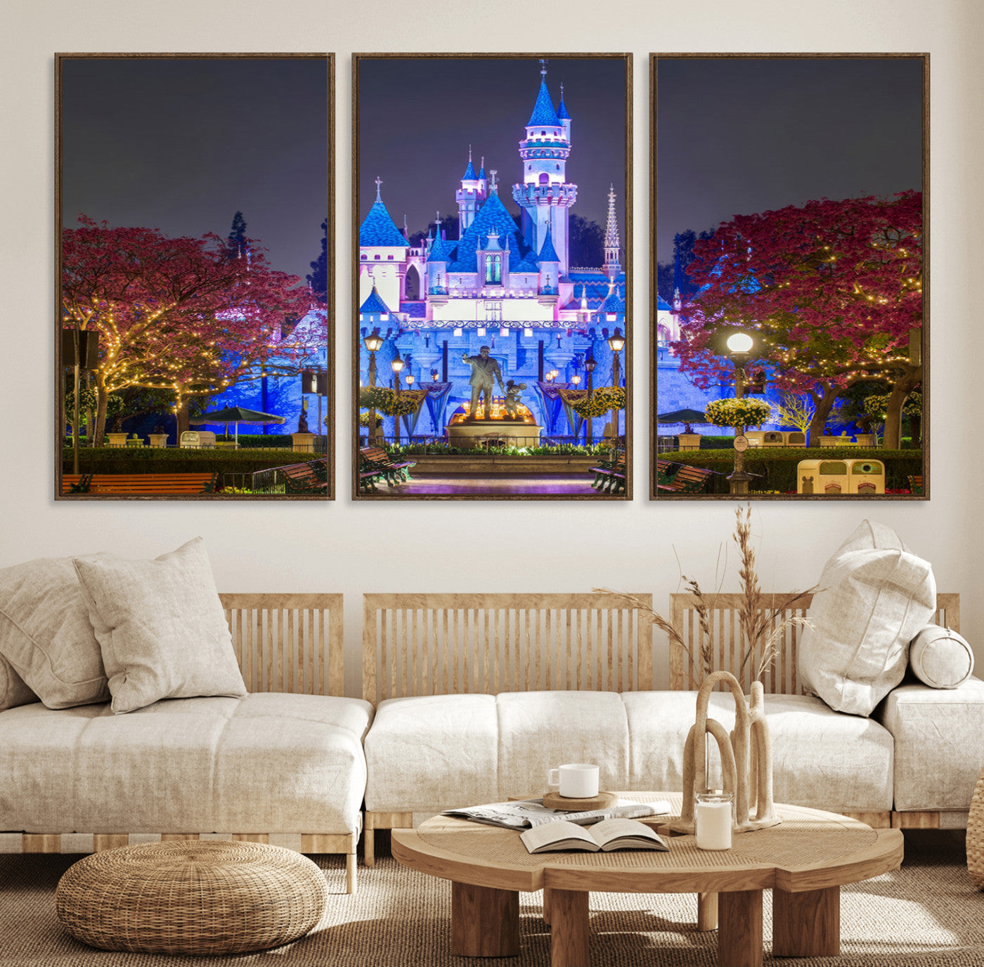 MGV-FC-60X30-3P - Large Disney Castle Wall Art Canvas Print - Magic Kingdom Kids Room Decoration Disney World