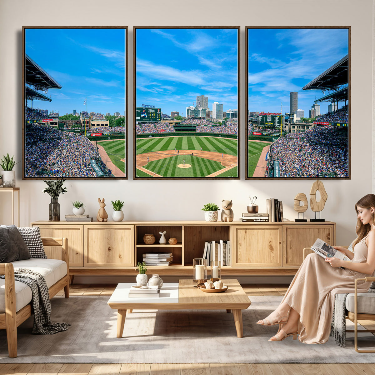 32373-MGV-CV-36X24 - Wrigley Field Chicago Cubs Panoramic Art Multi-Piece Canvas